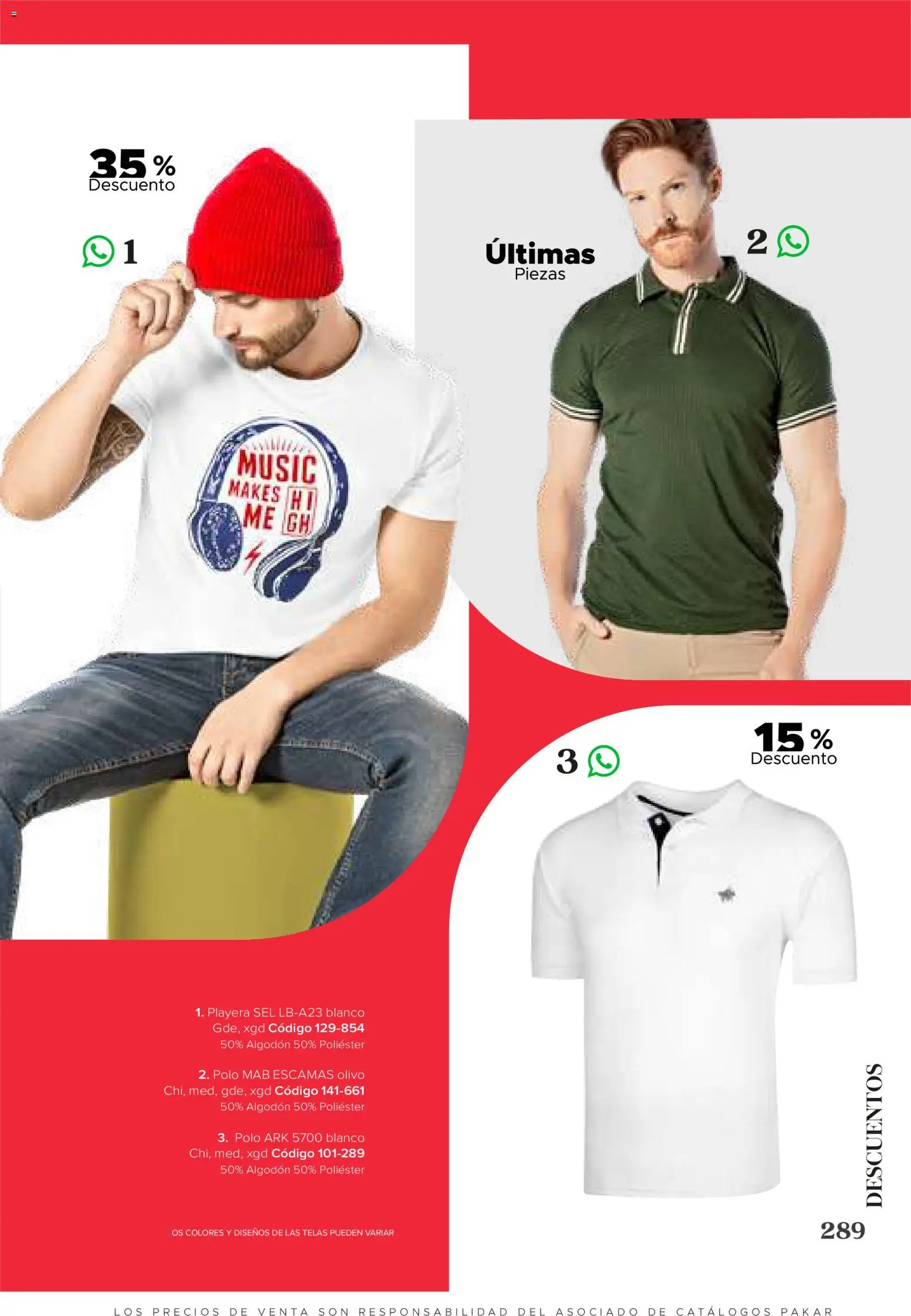 Nuevas ofertas de SC Pakar válidas en toda la República Mexicana desde el 31/07/2026. ¡Encuentra las mejores ofertas en SC Pakar catálogo Ropa! | Página: 289 | Productos: Algodón, Playera