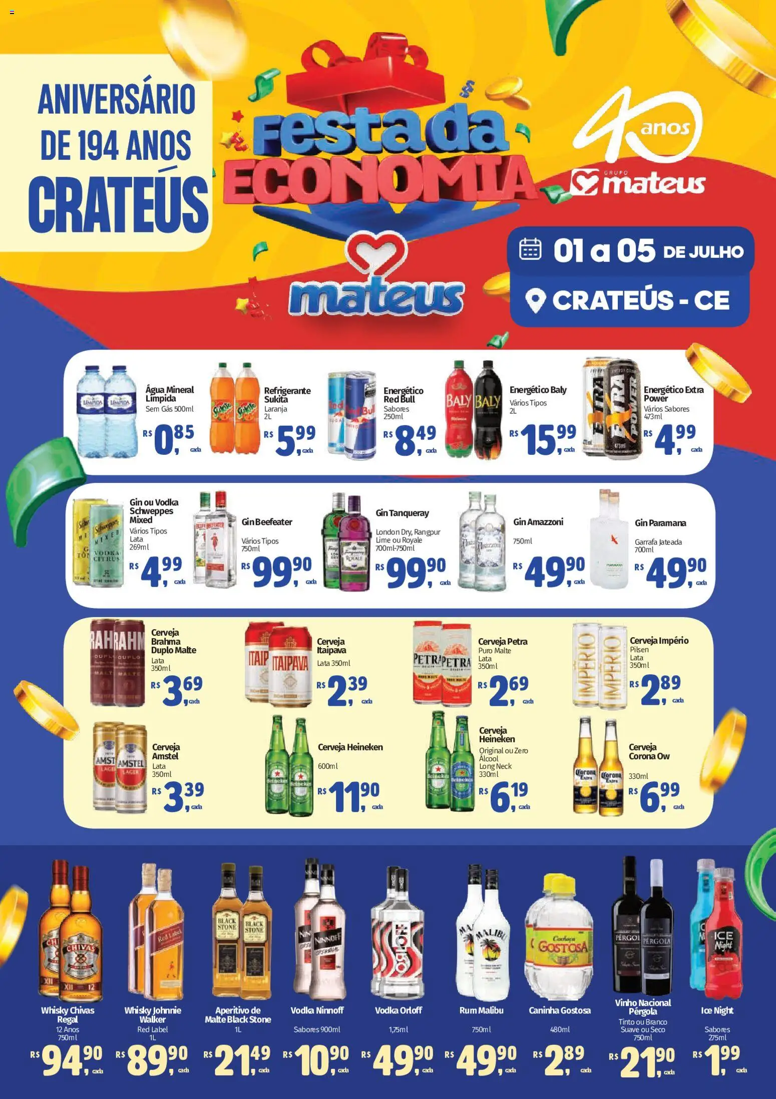 Mateus Folheto - válido de 01/07/2026 | Página: 1 | Produtos: Cerveja Heineken, Gin, Vodka, Água mineral