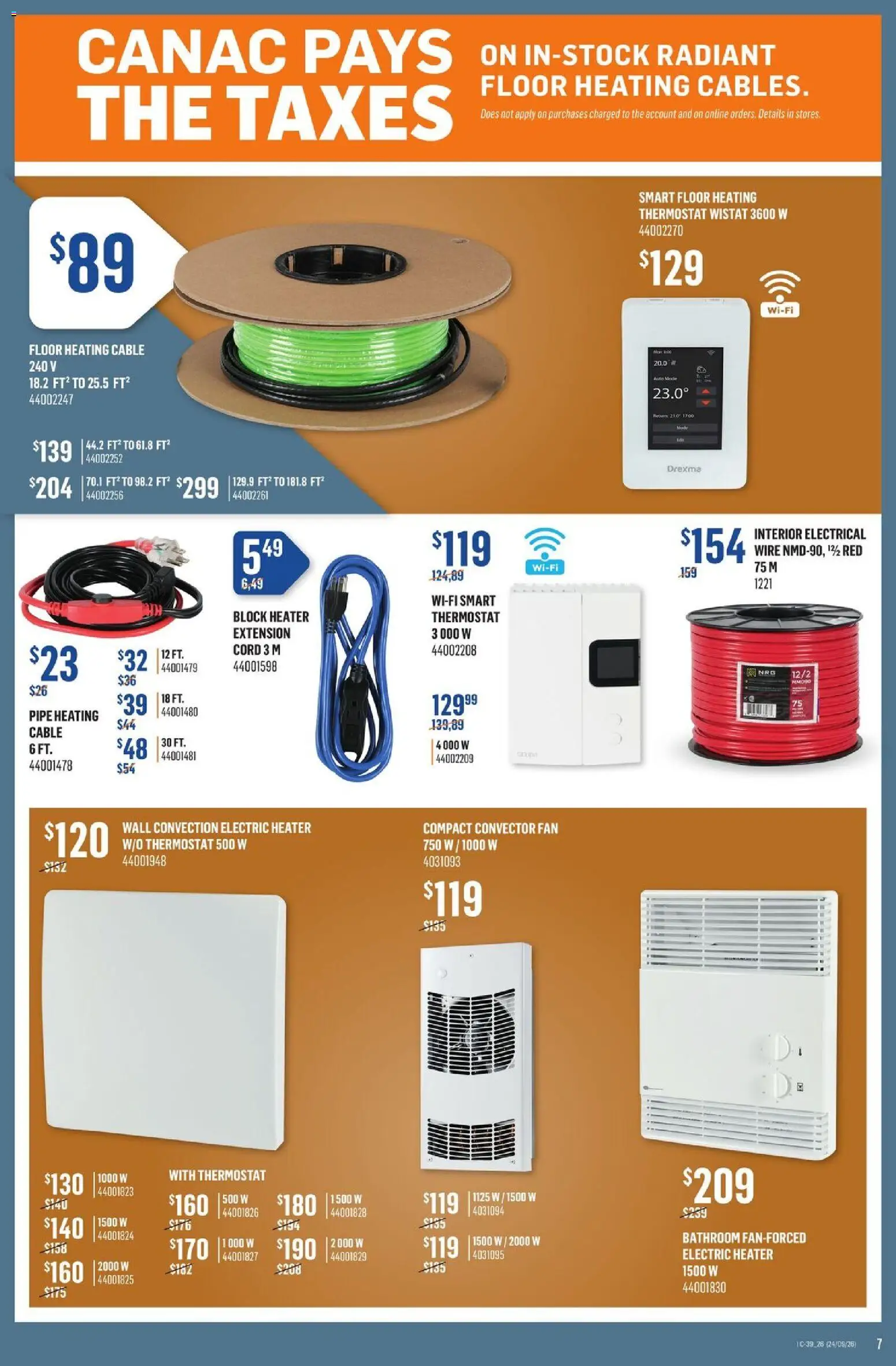 Canac flyer valid from Sep 24, 2026 | Page: 7 | Products: Cable, Fan