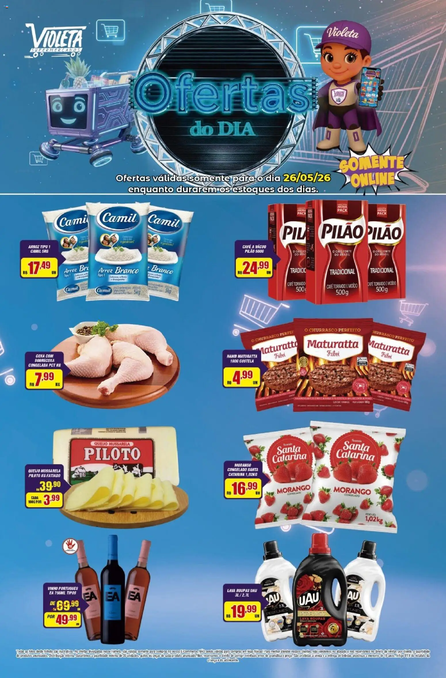Violeta Supermercados Folheto - válido de 26.05.2026 | Página: 1 | Produtos: Queijo, Carne, Roupas, Mussarela