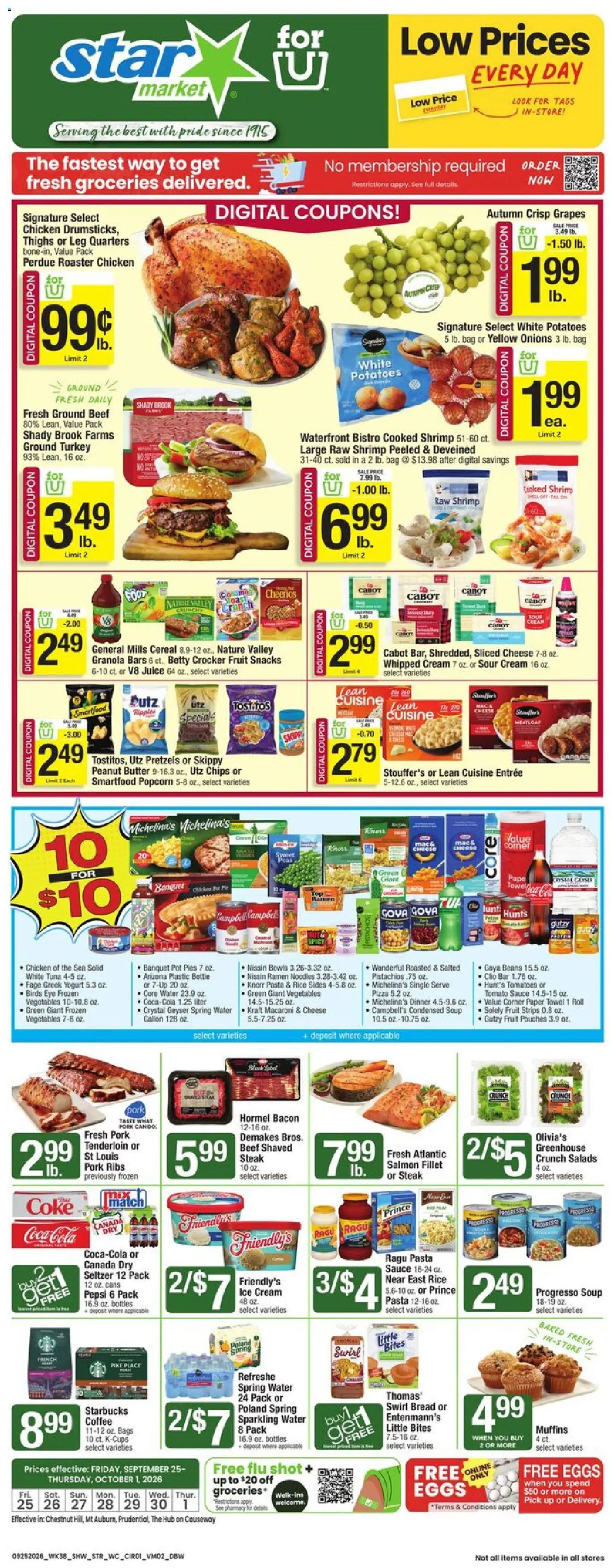 Star Market Weekly Ad - valid from 09/25/2026 | Page: 1 | Products: Rice, Beef, Grapes, Salmon fillet