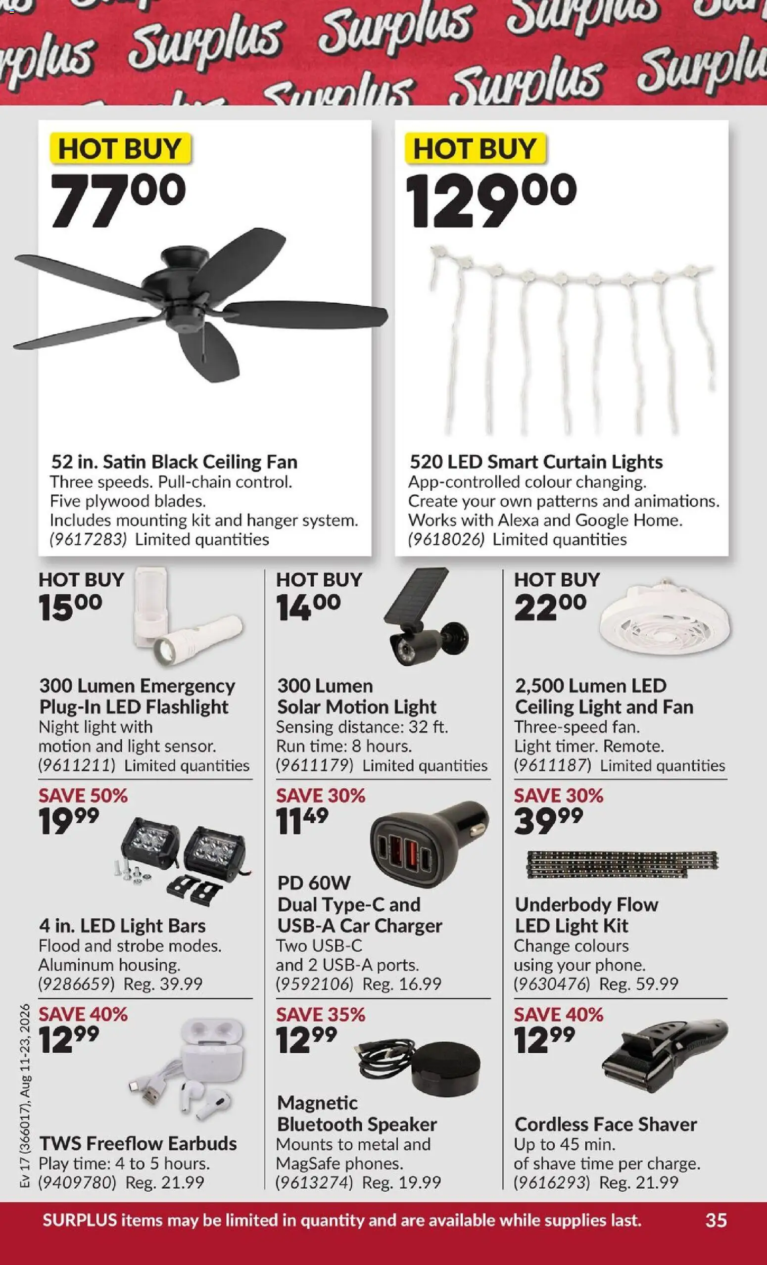 Princess Auto flyer valid from Aug 11, 2026 | Page: 42 | Products: Speaker, Fan, Shaver
