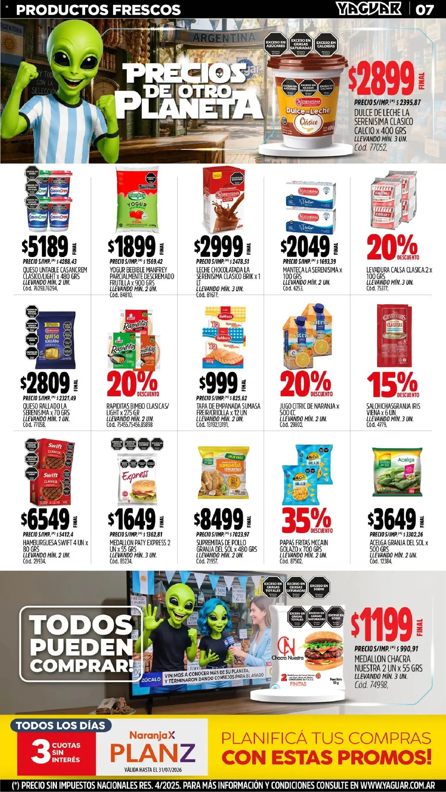 Yaguar - Oferta Semanal Santa Fé │ válido desde el 29/06/2026 | Página: 8 | Productos: Peso, Acelga, Manteca, Queso