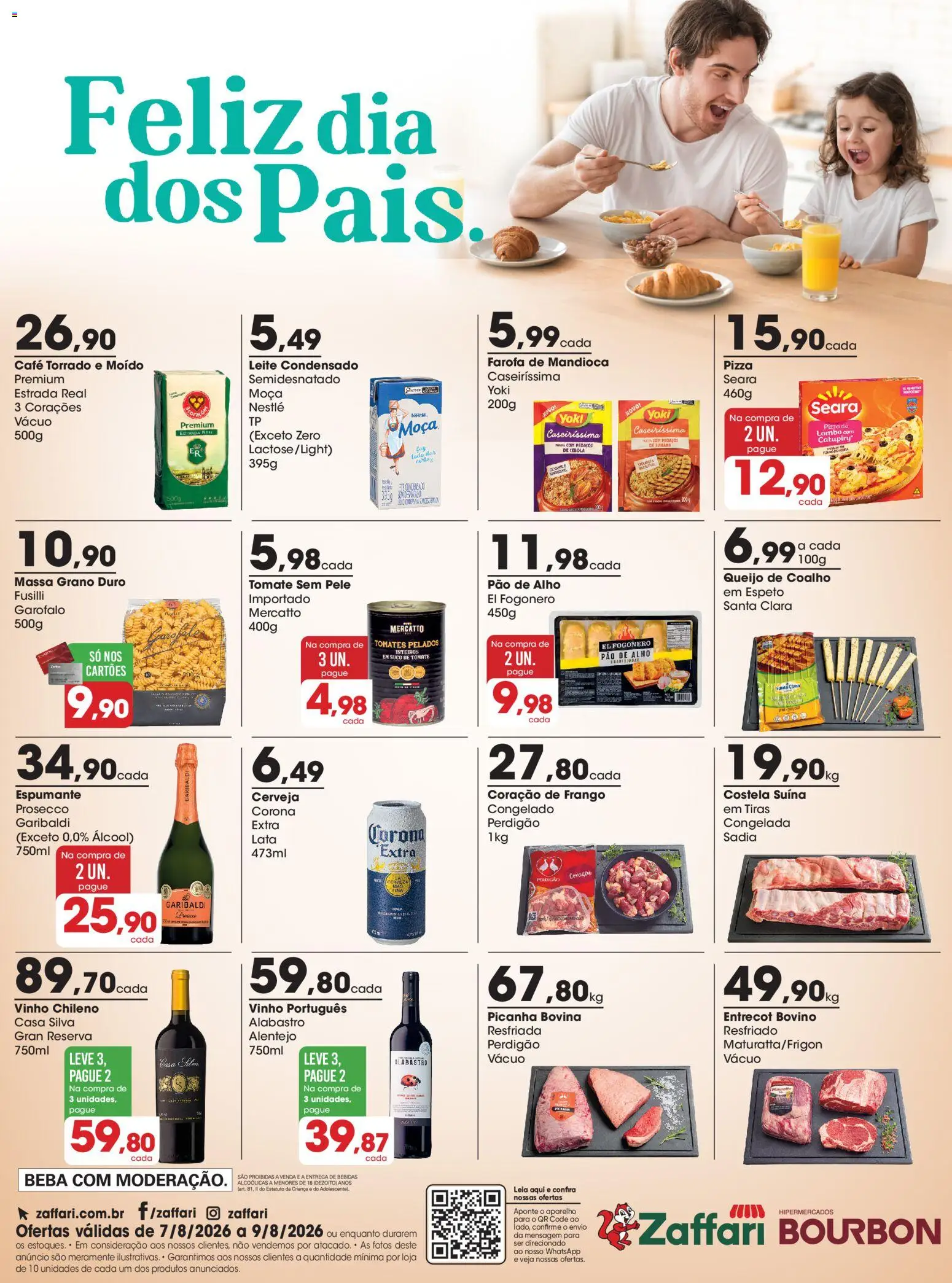 Zaffari Folheto - válido de 07/08/2026 | Página: 1 | Produtos: Pao de alho, Pão, Café, Massa