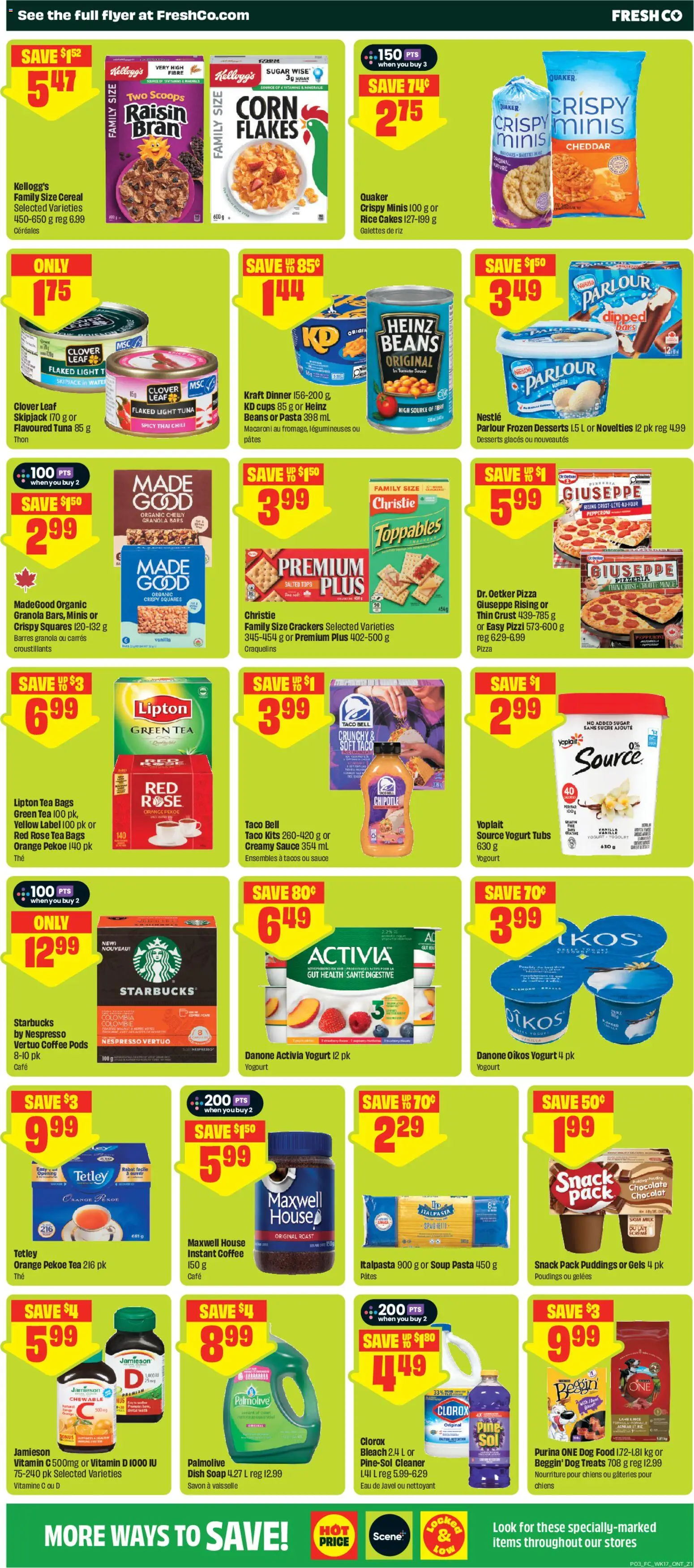 FreshCo flyer valid from Aug 20, 2026 | Page: 4 | Products: Water, Yogurt, Chocolate, Pizza