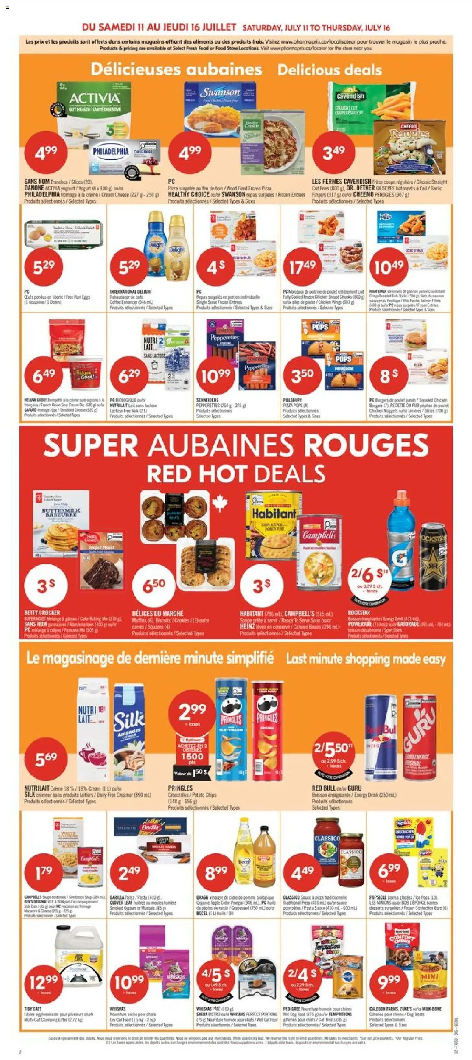 Pharmaprix flyer valid from Jul 11, 2026 | Page: 6 | Products: Pasta, Cream, Pizza, Chicken