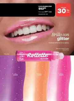 Vista previa de Brillo labial rollette con glitter, Brillo labial rollette con glitter, 3 tonos, acabado brillante en tus labios., nuevo folleto de la tienda, válido en México a partir del 08.05.2026 | Página: 106