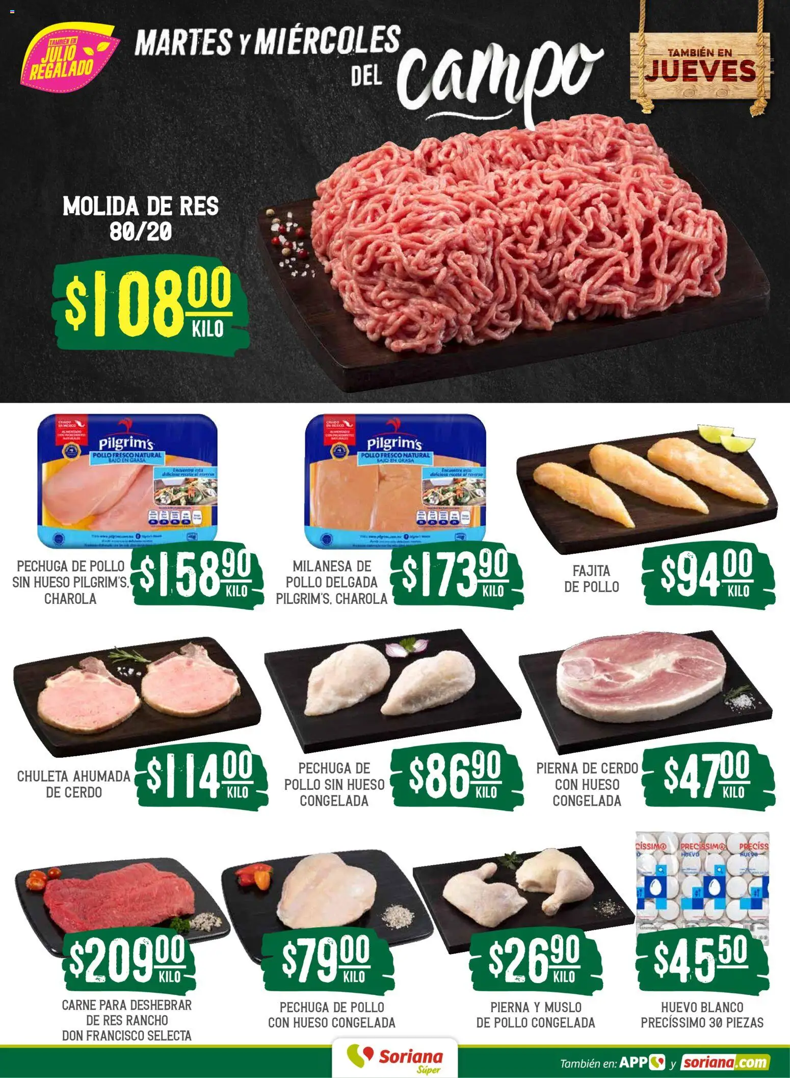 Nuevas ofertas de Soriana válidas en toda la República Mexicana desde el 02.06.2026. ¡Encuentra las mejores ofertas en Soriana Martes y Miércoles del Campo Súper: Juárez! | Página: 3 | Productos: Pollo, Milanesa, Cerdo, Res