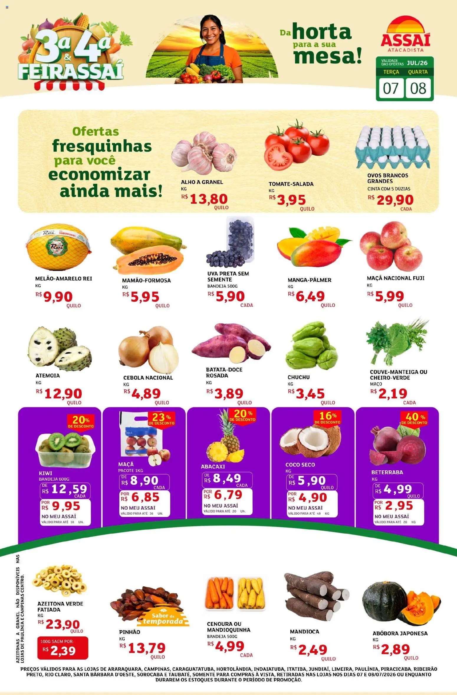 Assaí Atacadista Folheto - válido de 07/07/2026 | Página: 1 | Produtos: Alho, Beterraba, Abacaxi, Kiwi
