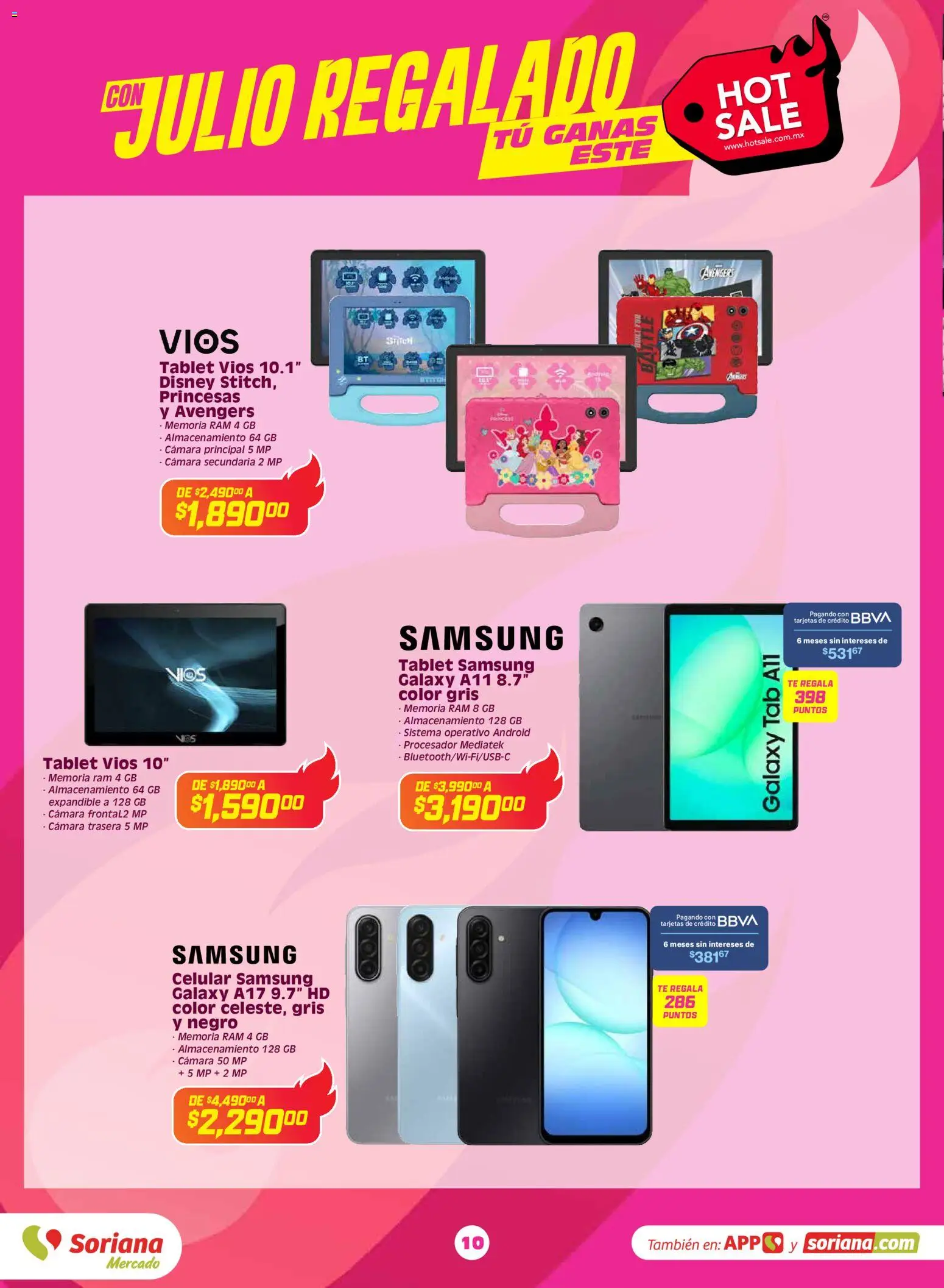 Nuevas ofertas de Soriana válidas en toda la República Mexicana desde el 25.05.2026. ¡Encuentra las mejores ofertas en Soriana Hot Sale Mercado Nacional! | Página: 10 | Productos: Tablet, Cámara, Té