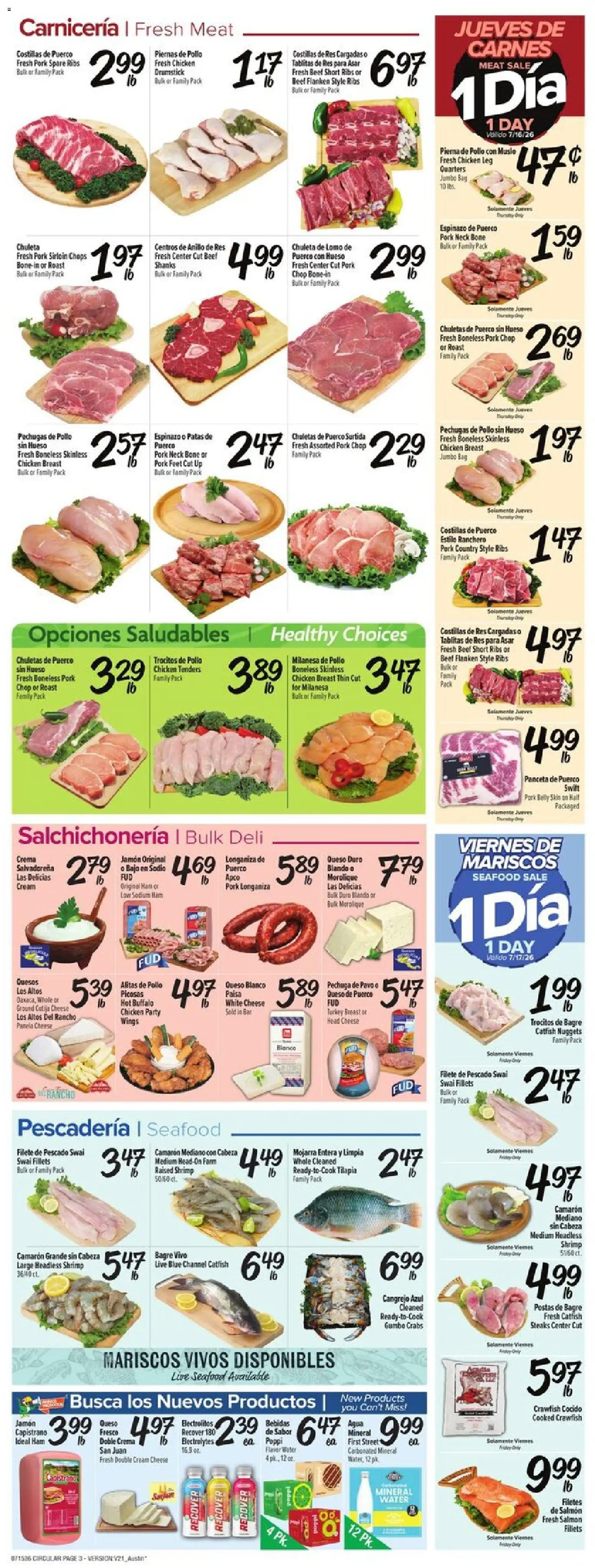 Fiesta Mart Weekly Ad - valid from 07/15/2026 | Page: 3 | Products: Cheese, Ham, Beef, Seafood
