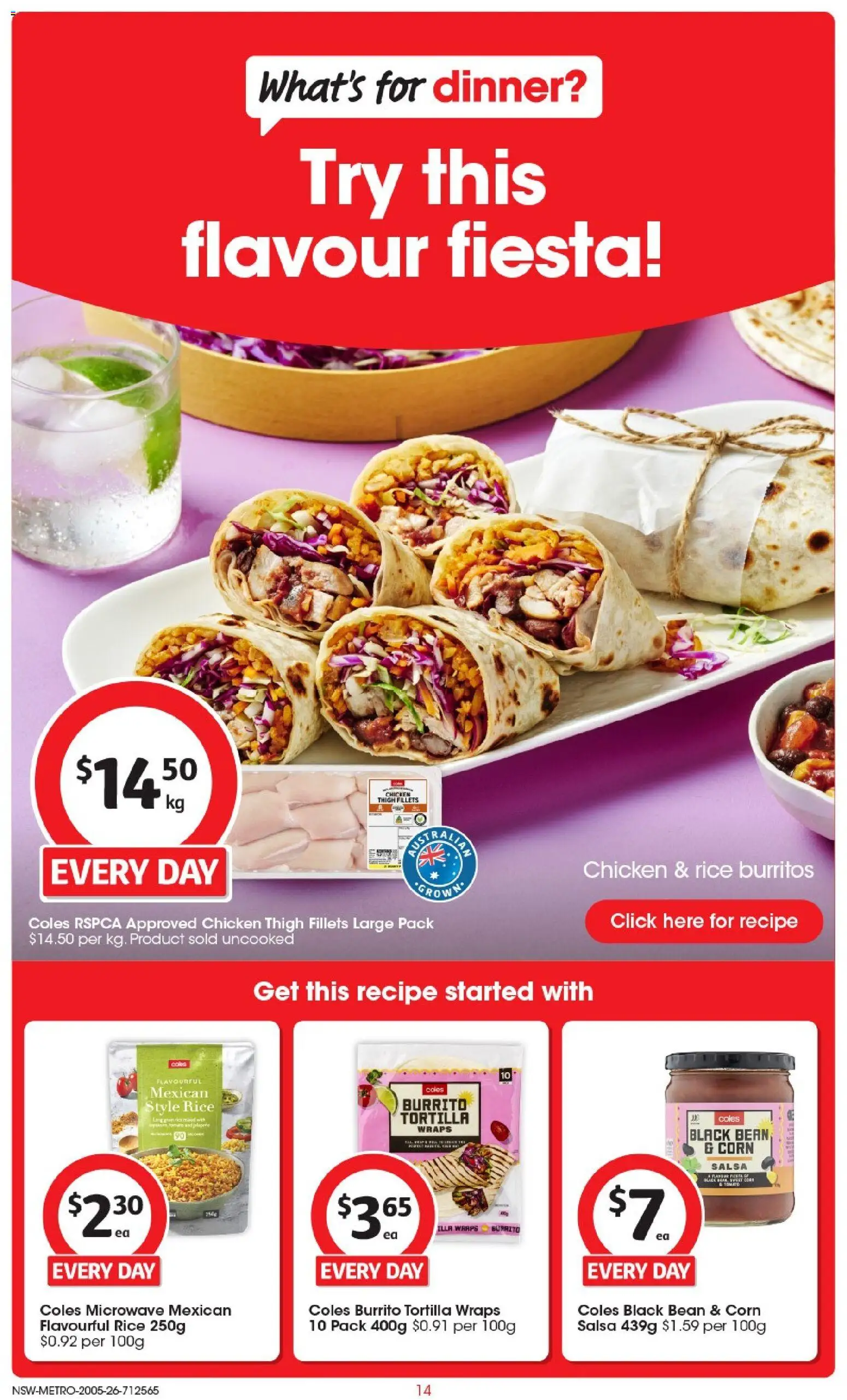 Coles catalogue - valid from 19.05.2026 | Page: 14 | Products: Chicken, Rice, Salsa, Microwave