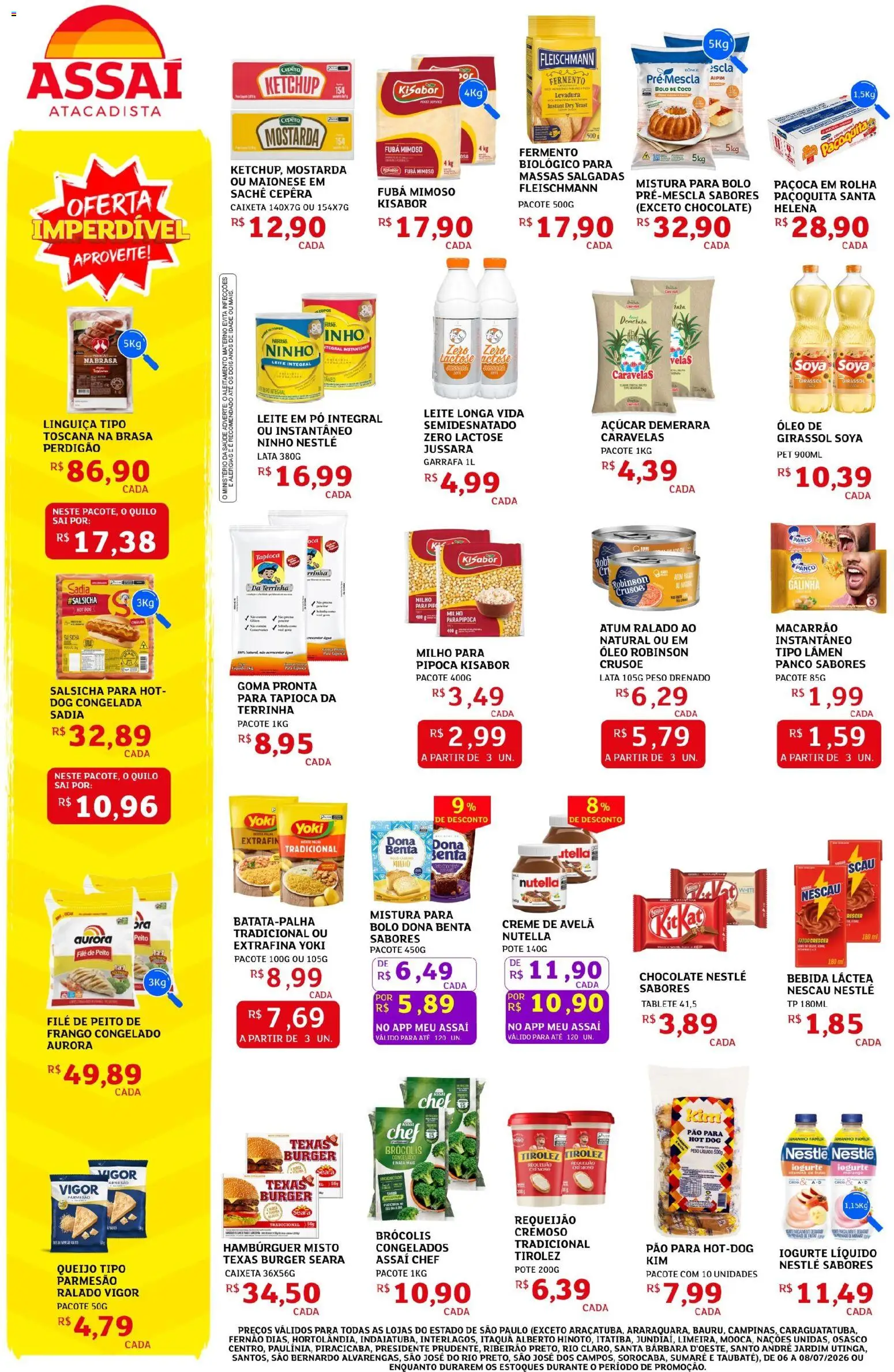 Assaí Atacadista Folheto - válido de 06/07/2026 | Página: 2 | Produtos: Fubá, Queijo, Pão, Avelã