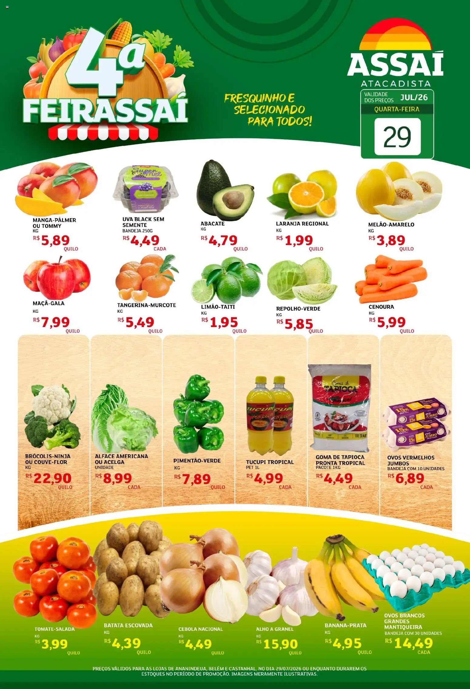Assaí Atacadista Folheto - válido de 29/07/2026 | Página: 1 | Produtos: Alho, Mel, Cenoura, Batata