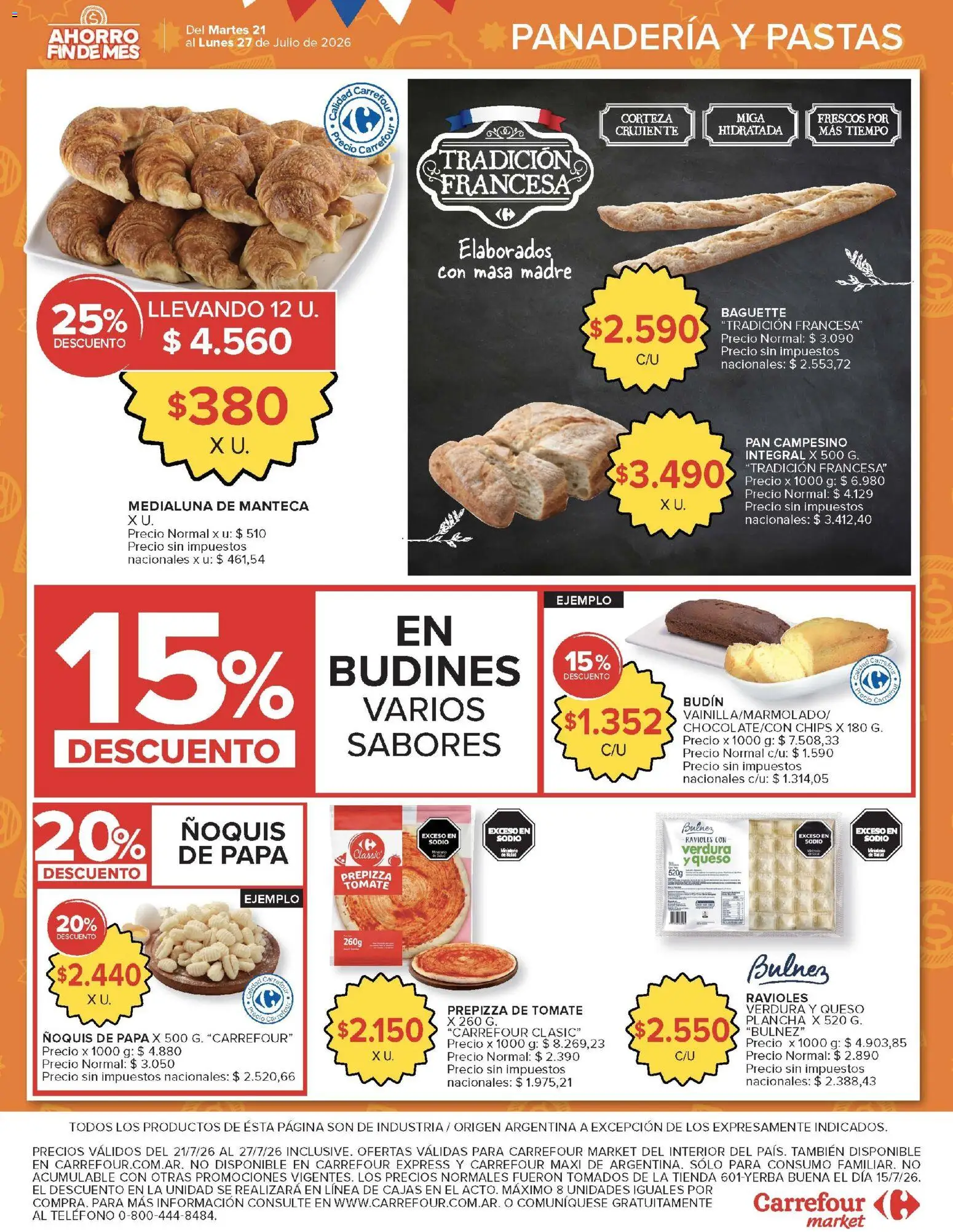 Carrefour Market catálogo │ válido desde el 21/07/2026 | Página: 5 | Productos: Tomate, Manteca, Pan, Ravioles
