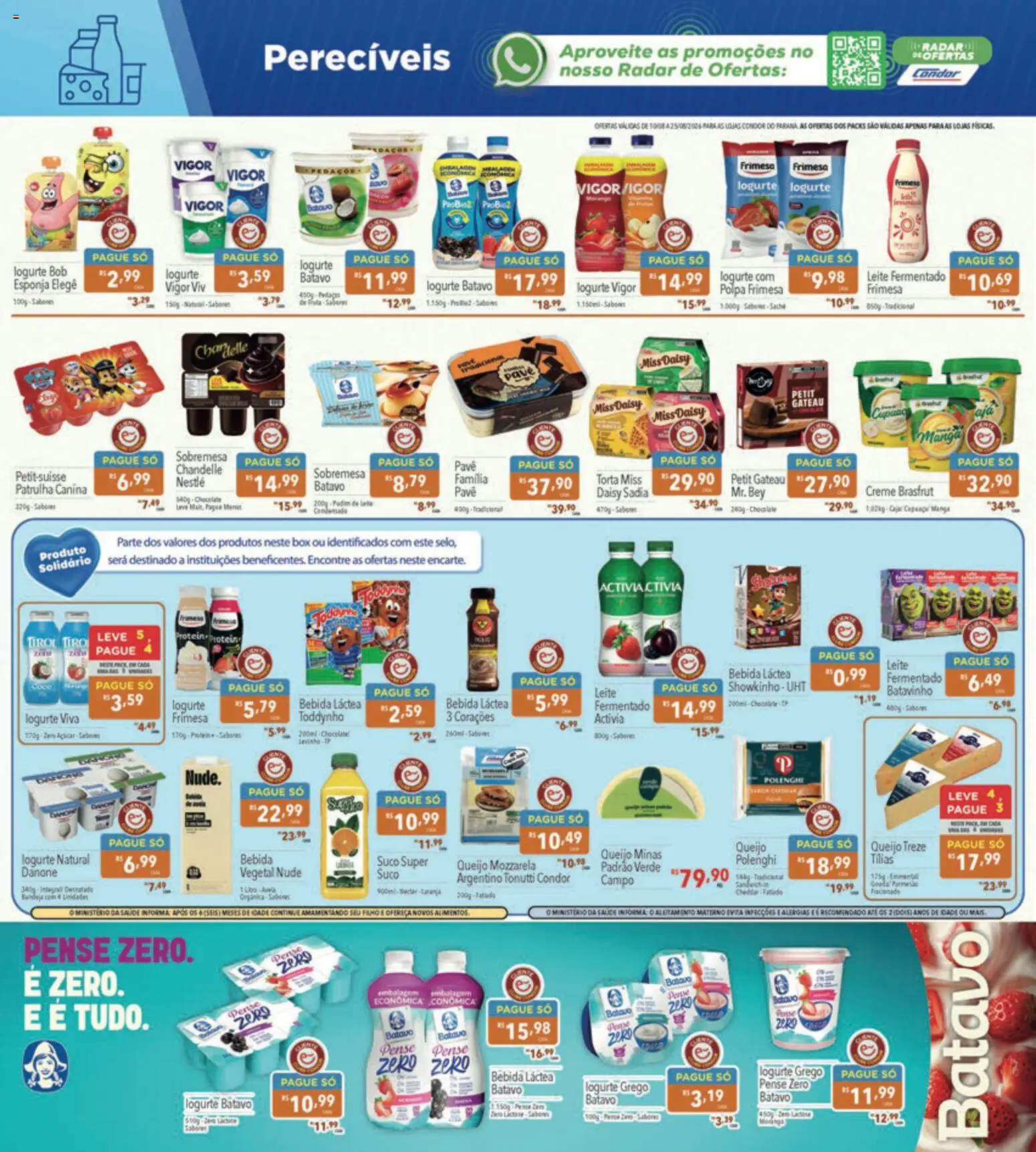 Supermercados Condor Folheto - válido de 10/08/2026 | Página: 10 | Produtos: Leite, Parmesão, Bandeja, Iogurte grego