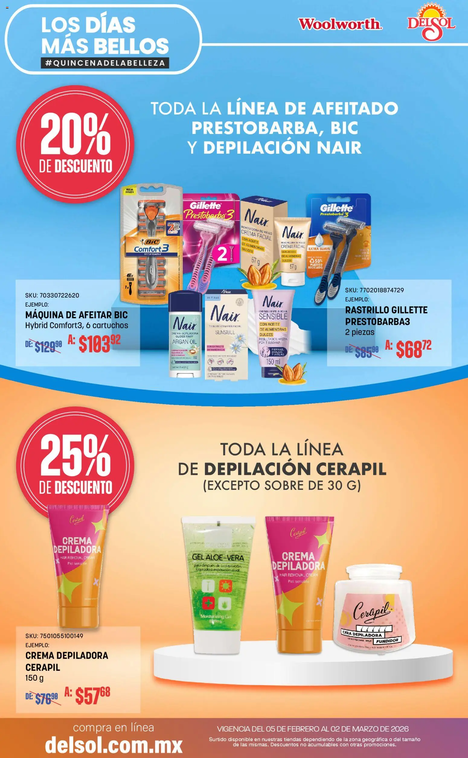 Nuevas ofertas de Del Sol y Woolworth válidas en toda la República Mexicana desde el 05/02/2026. ¡Encuentra las mejores ofertas en Del Sol y Woolworth catálogo! | Página: 17 | Productos: Aceite, Dulces, Depiladora, Sobre