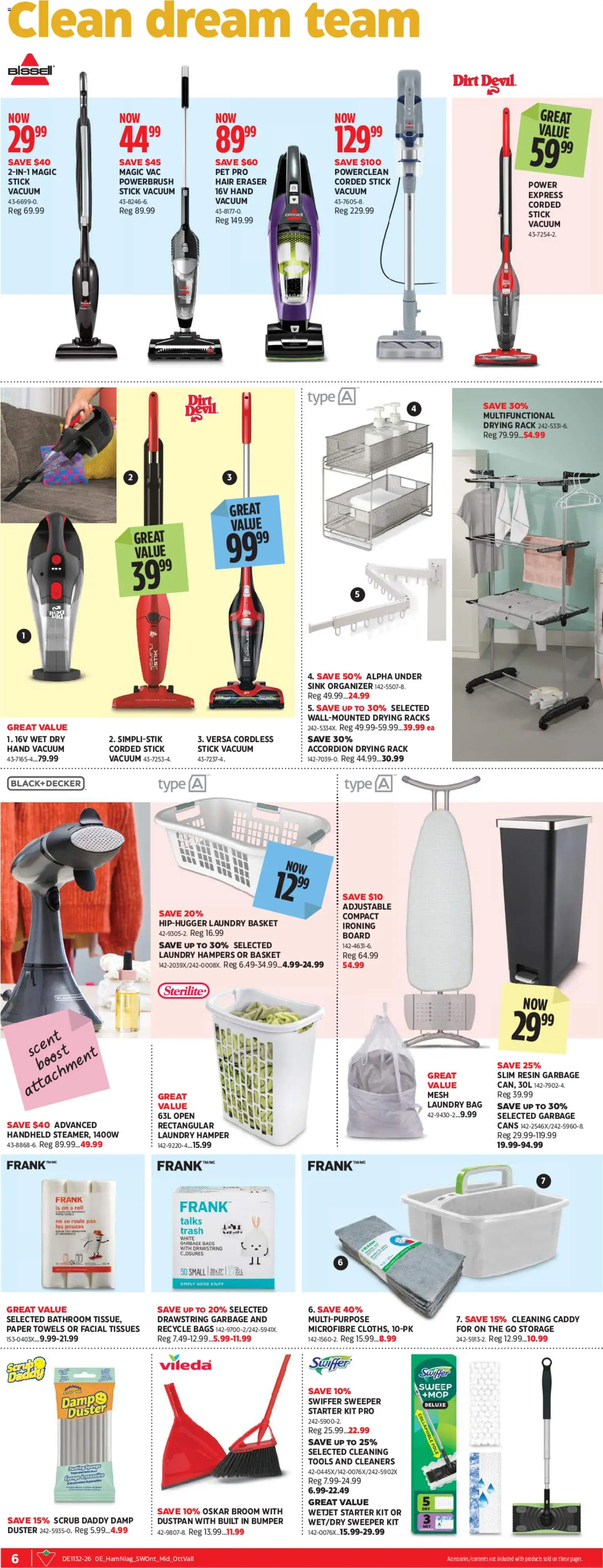Canadian Tire flyer valid from Aug 6, 2026 | Page: 8 | Products: Bag, Sponge, Basket
