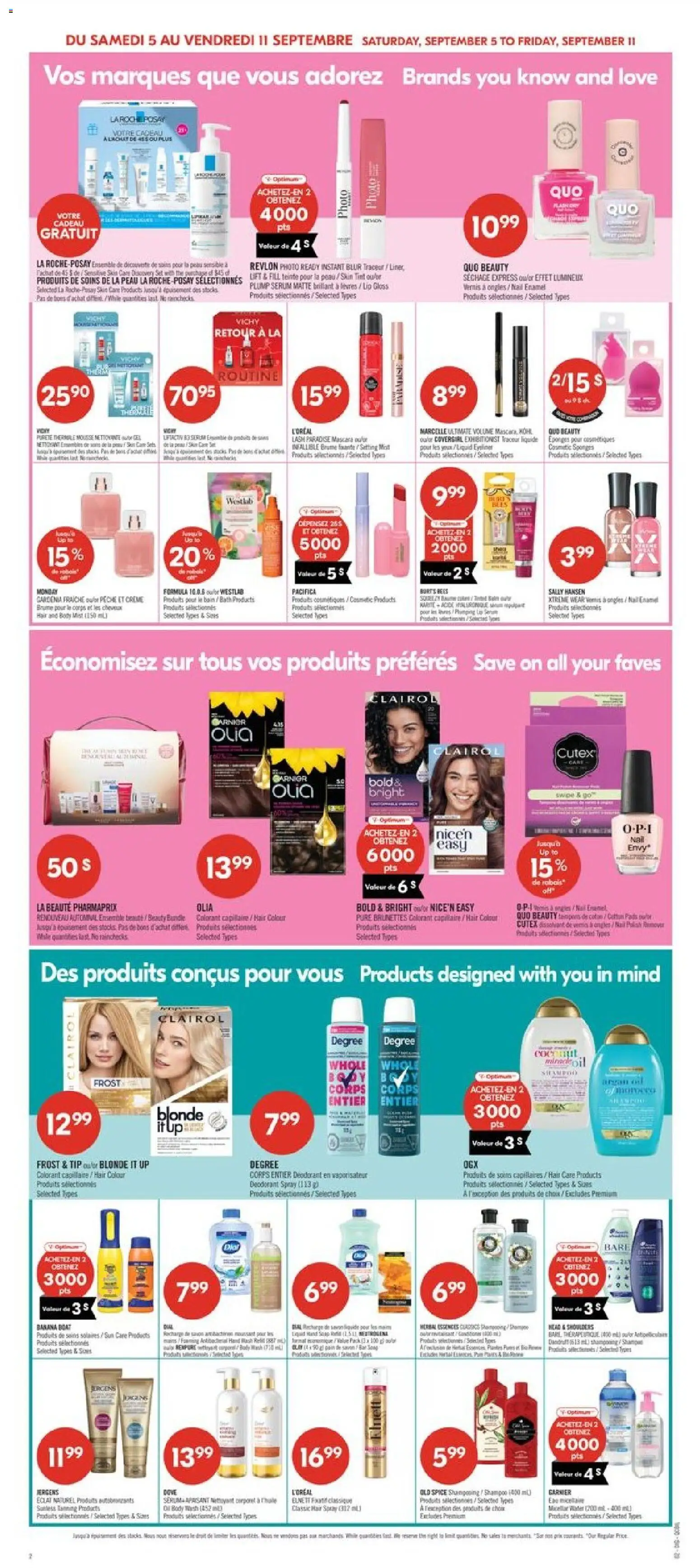 Pharmaprix flyer valid from Sep 5, 2026 | Page: 18 | Products: Water, Mascara, Hair spray, Body wash