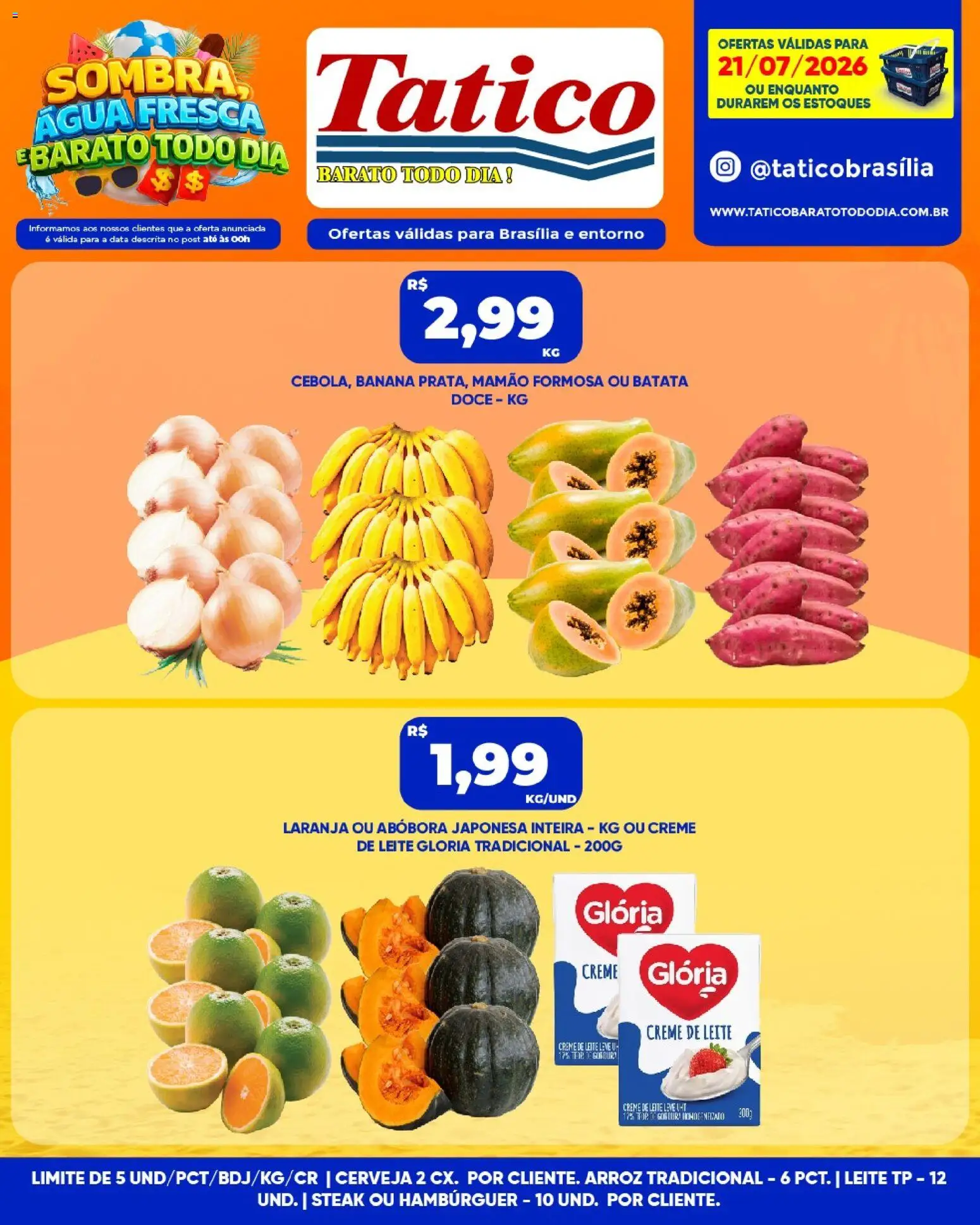 Tatico Folheto - válido de 21/07/2026 | Página: 2 | Produtos: Leite, Creme, Mamão, Batata