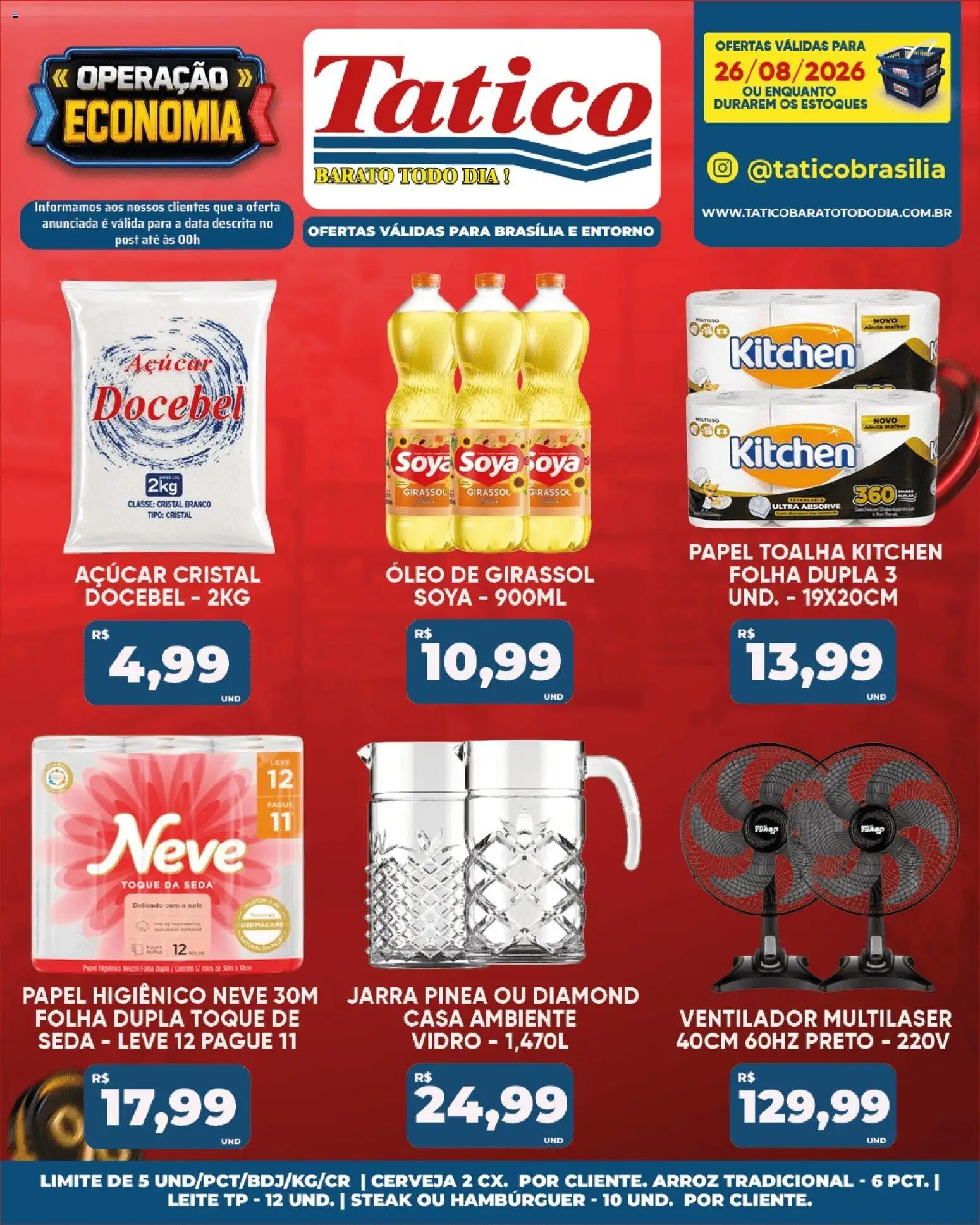 Tatico Folheto - válido de 26/08/2026 | Página: 16 | Produtos: Papel toalha, Arroz, Jarra, Óleo de girassol