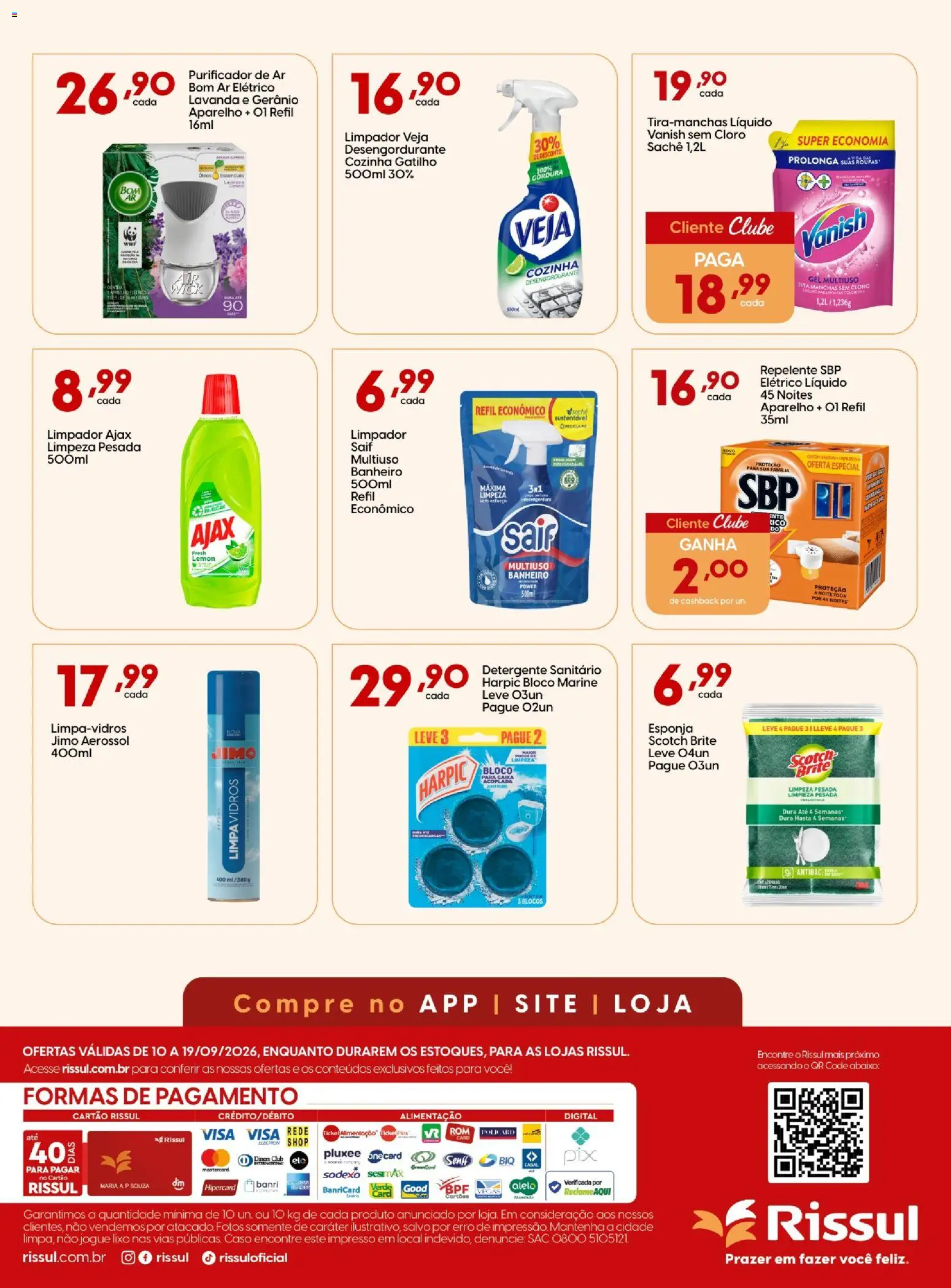 Rissul Folheto - válido de 10/09/2026 | Página: 16 | Produtos: Tira manchas, Detergente, Purificador, Limpa vidros