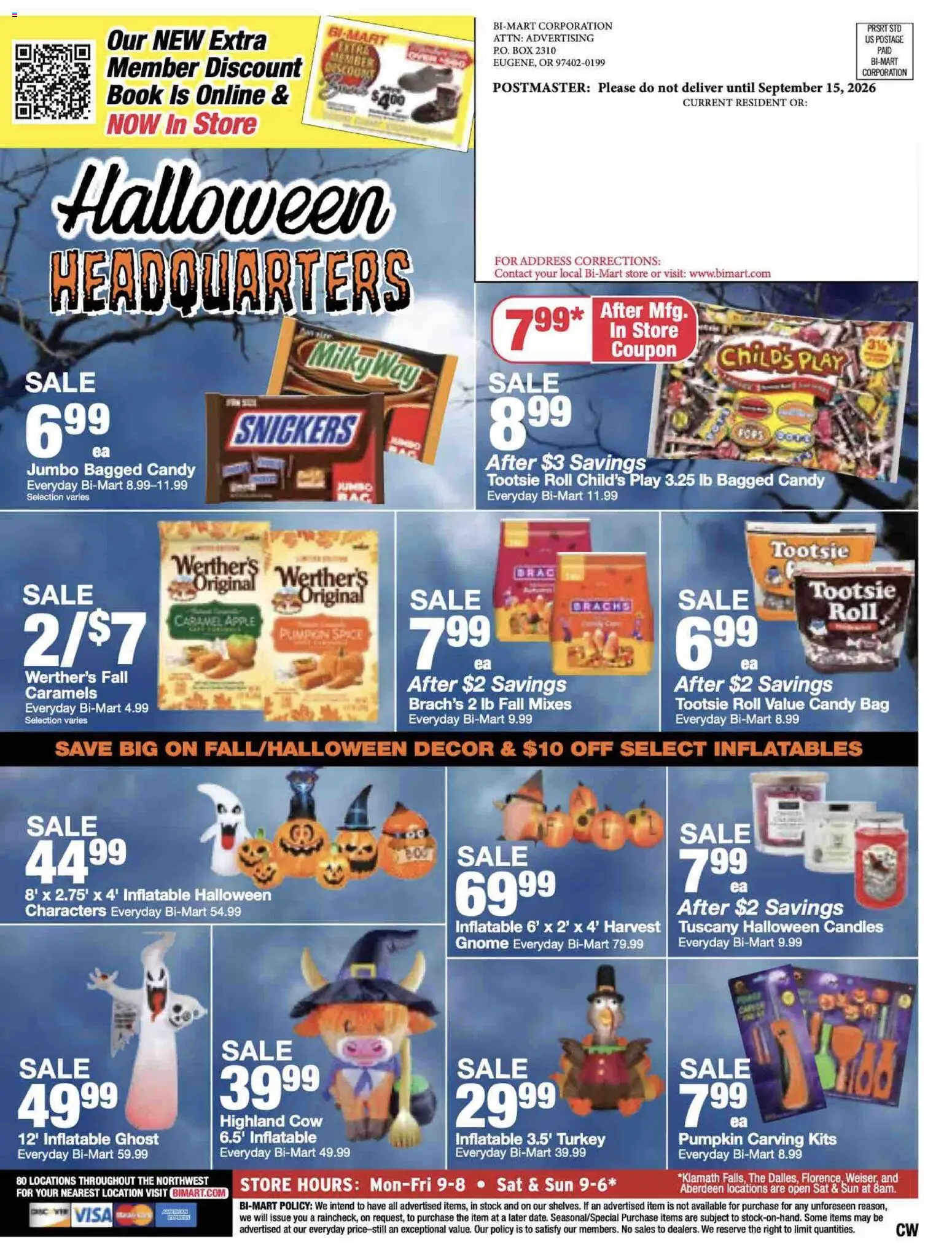 Bi-Mart Memberships Savings Book - valid from 09/15/2026 | Page: 12 | Products: Box, Turkey, Snickers, Bag