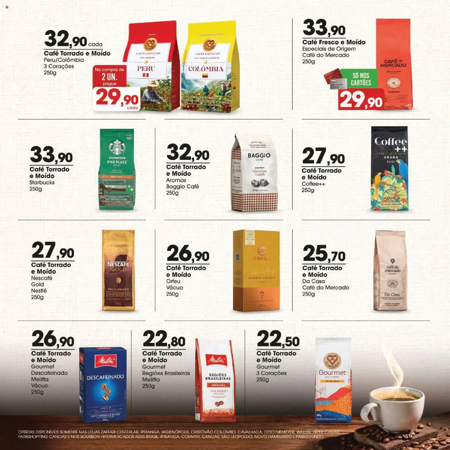 Zaffari Folheto - válido de 24/07/2026 | Página: 3 | Produtos: Café, Chocolate, Bourbon