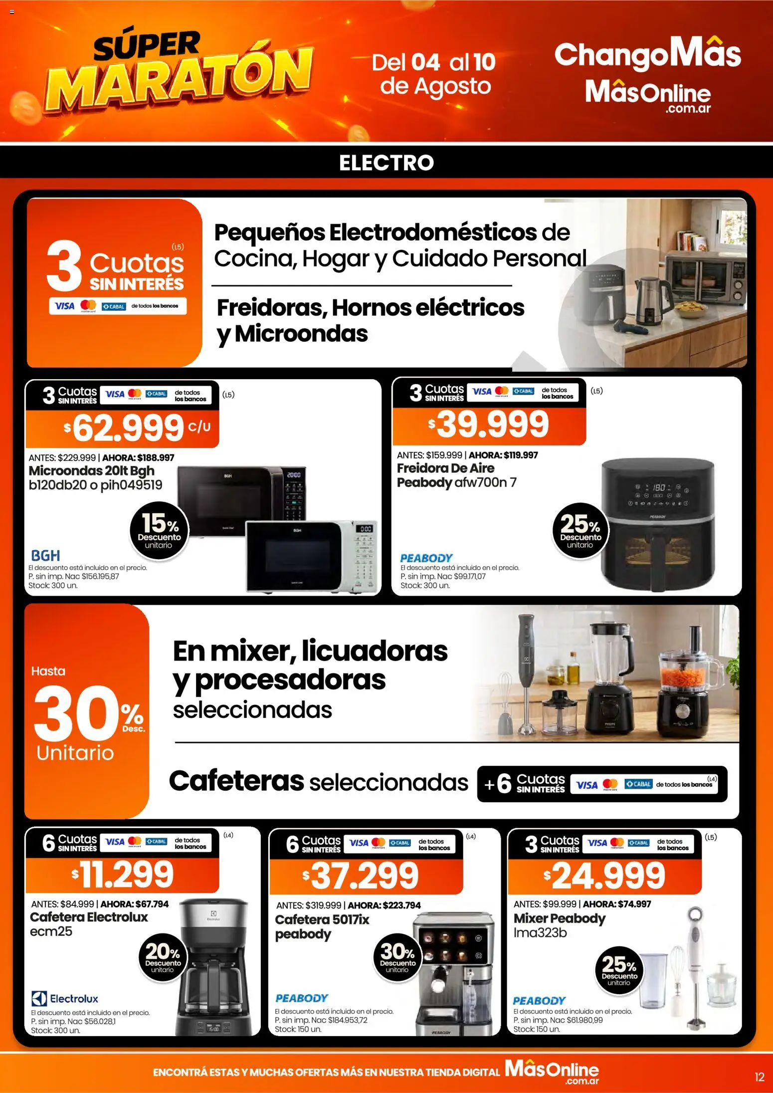 Changomas ofertas │ válido desde el 04/08/2026 | Página: 12 | Productos: Cafetera, Freidora, Microondas, Freidora de aire