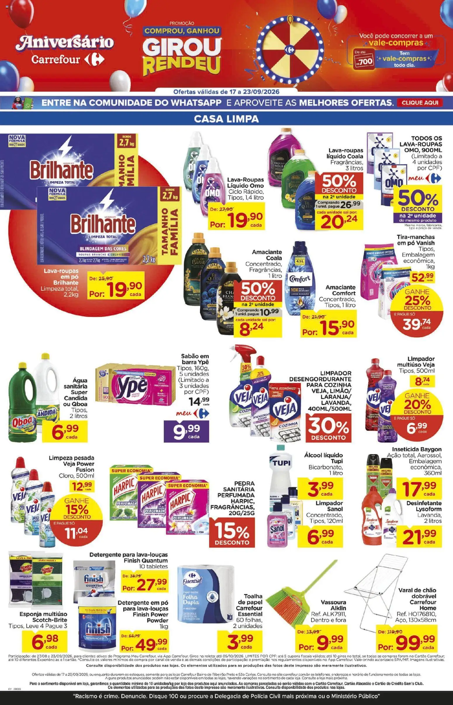 Carrefour Bairro Folheto - válido de 17/09/2026 | Página: 7 | Produtos: Álcool, Água, Vanish, Vassoura