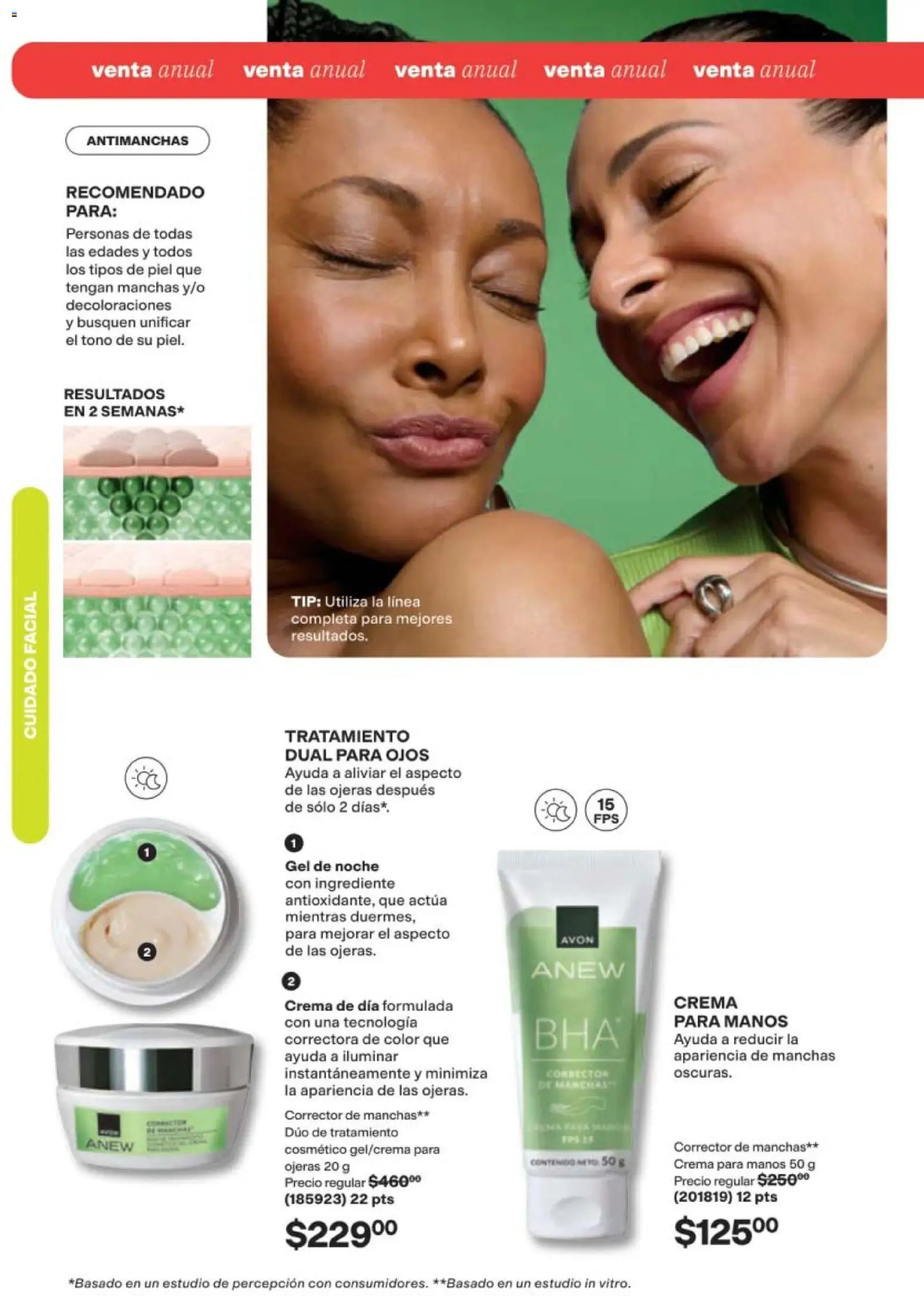 Nuevas ofertas de AVON válidas en toda la República Mexicana desde el 11/09/2026. ¡Encuentra las mejores ofertas en AVON campaña 14 2026! | Página: 106 | Productos: Crema para manos, Crema, Corrector
