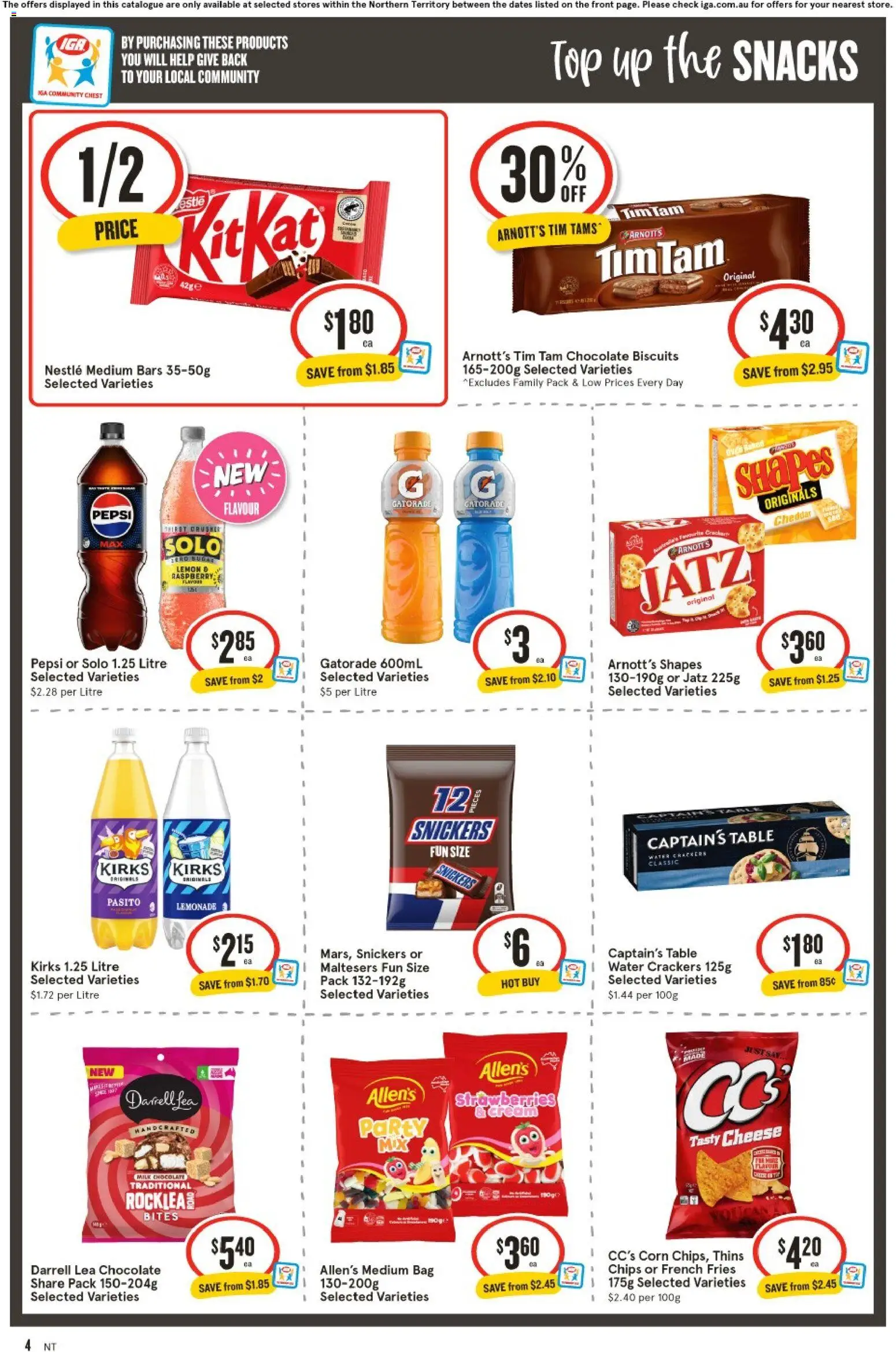 IGA catalogue - valid from 19/08/2026 | Page: 5 | Products: Chocolate, Water, Cheddar, Lemonade