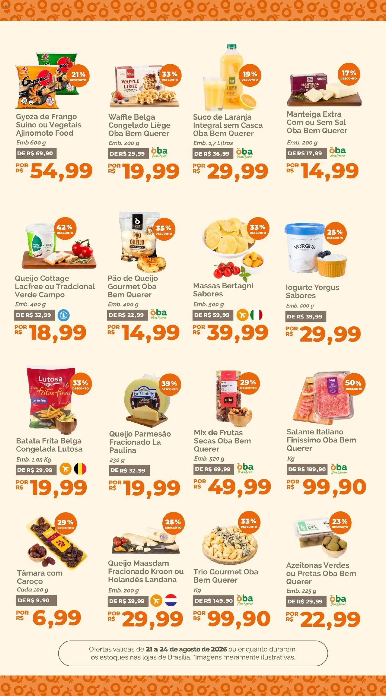 Oba Hortifruti Folheto - válido de 21/08/2026 | Página: 8 | Produtos: Frutas, Suco, Queijo cottage, Pão de queijo