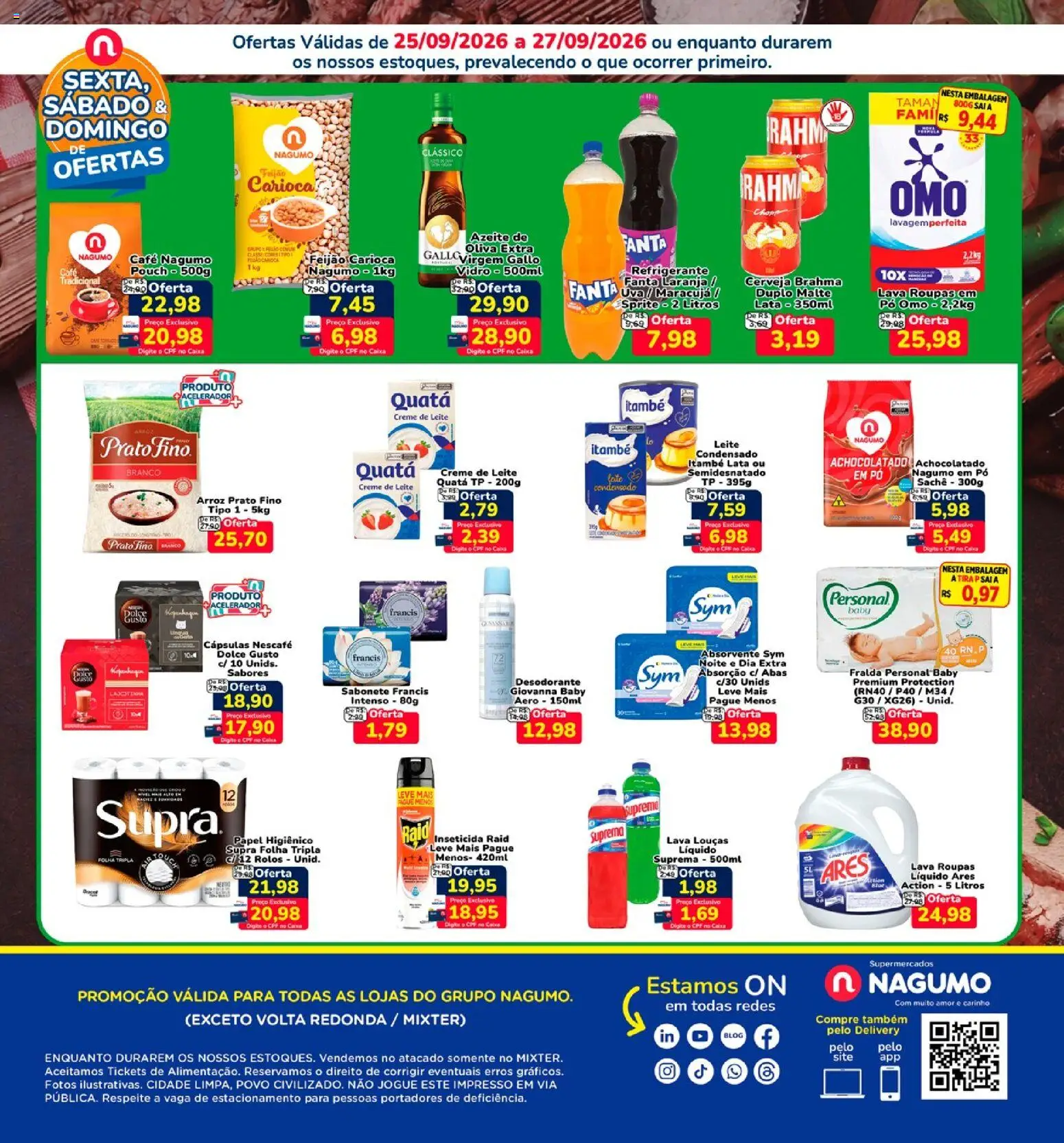 Nagumo Folheto - válido de 25/09/2026 | Página: 2 | Produtos: Pó, Leite, Arroz, Absorvente