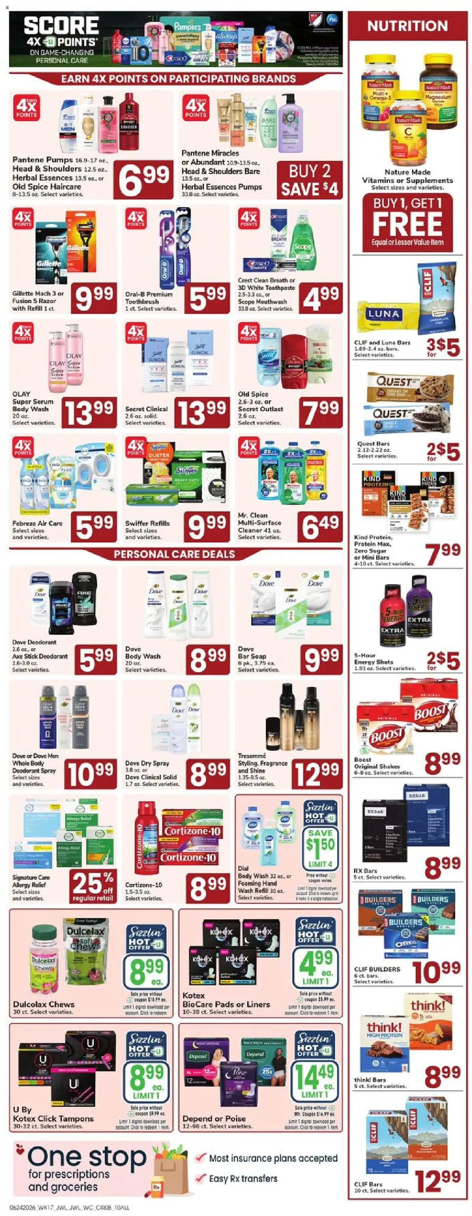 Jewel Osco Weekly Ad - valid from 06/24/2026 | Page: 8 | Products: Deodorant, Toothpaste, Pads, Bar Soap