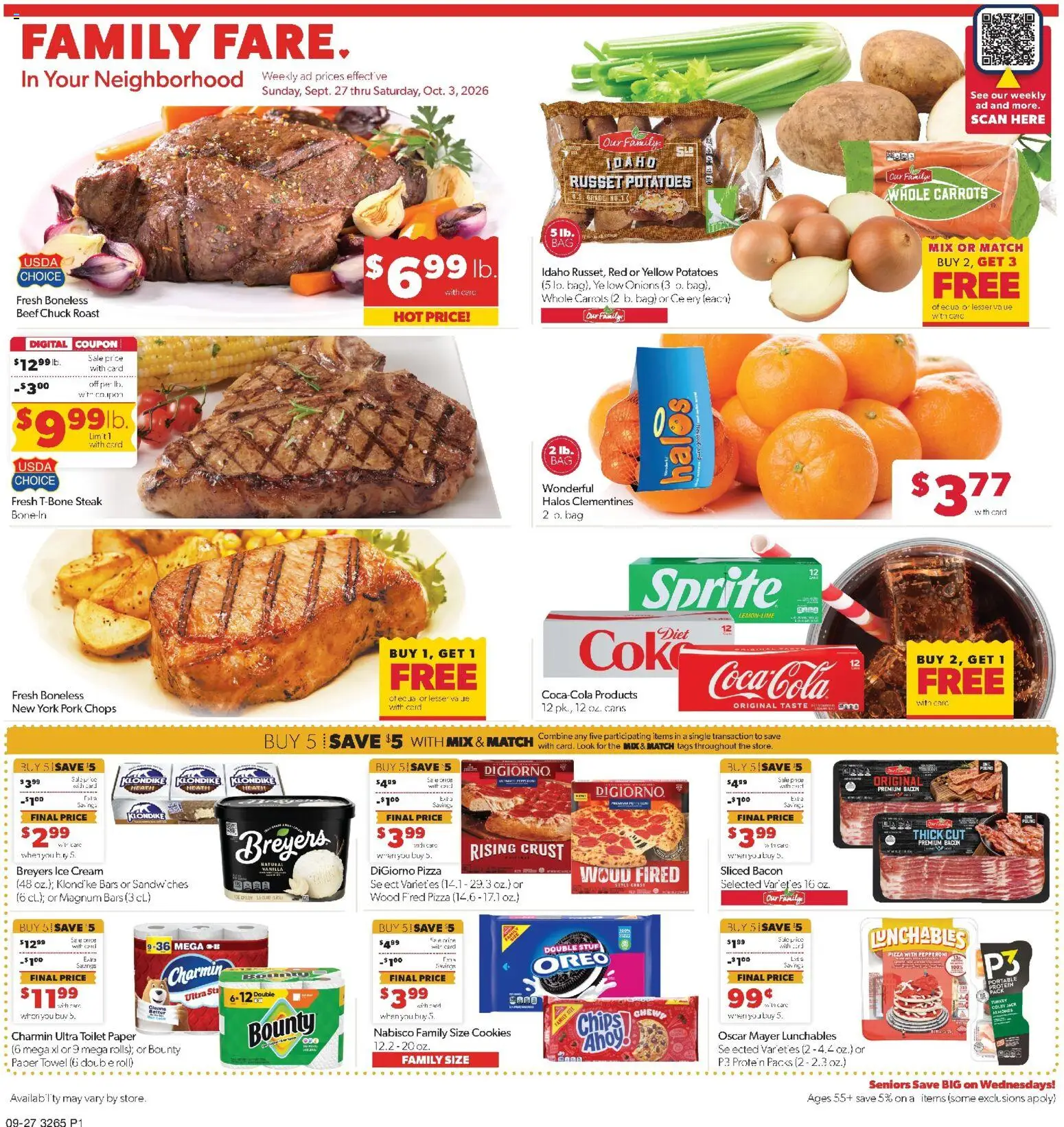 Family Fare Weekly Ad - SD - valid from 09/27/2026 | Page: 1 | Products: Protein, Cream, Beef chuck, Bag