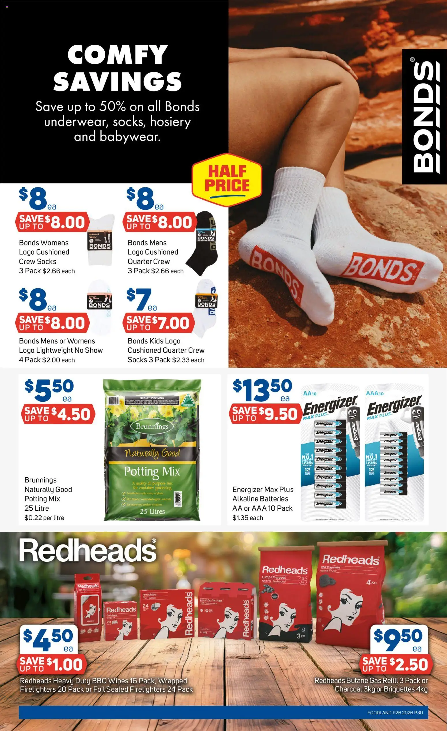 Foodland catalogue - valid from 24/06/2026 | Page: 30 | Products: Hosiery, Wood, Socks, Batteries