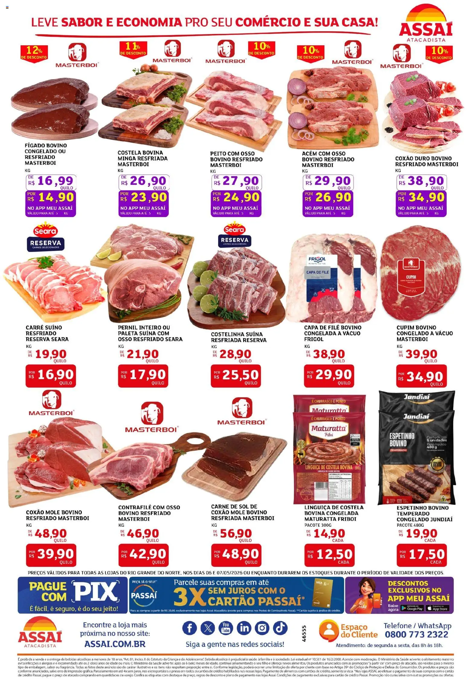 Assaí Atacadista Folheto - válido de 06.05.2026 | Página: 2 | Produtos: Linguiça, Pernil, Carne, Bebida