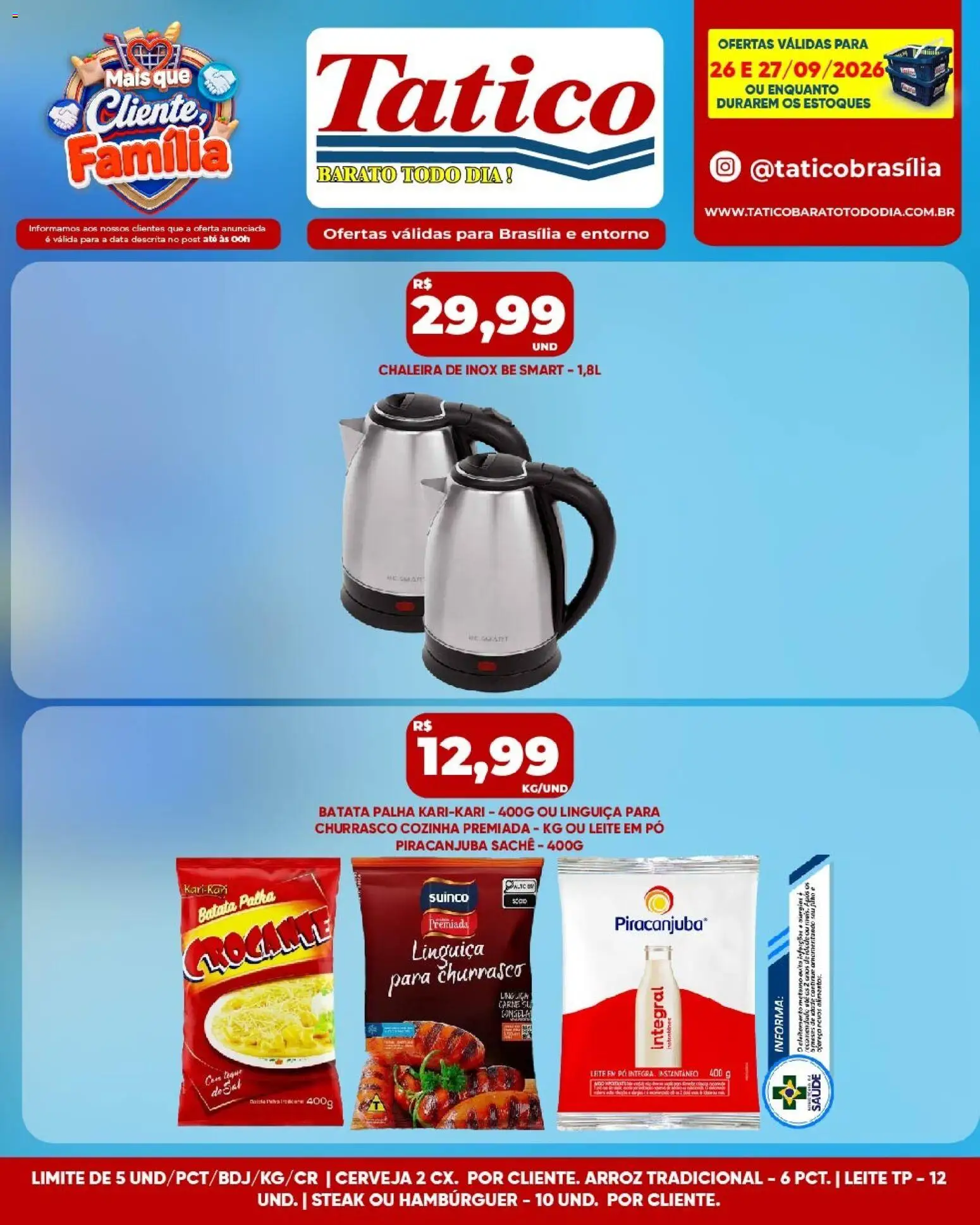 Tatico Folheto - válido de 28/09/2026 | Página: 27 | Produtos: Chaleira, Steak, Batata, Sal
