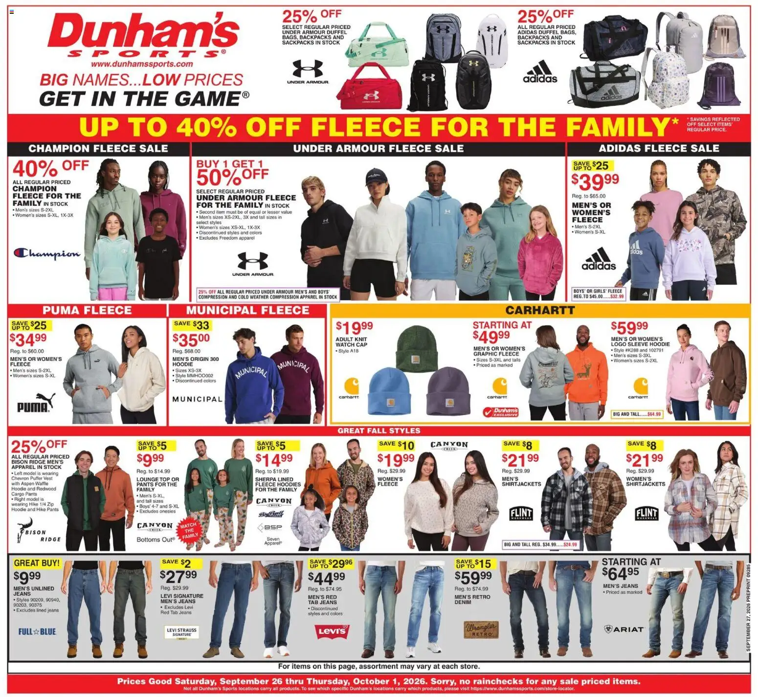 Dunham's Sports Weekly Ad - valid from 09/26/2026 | Page: 1 | Products: Ridge, Vest, Cap, Watch