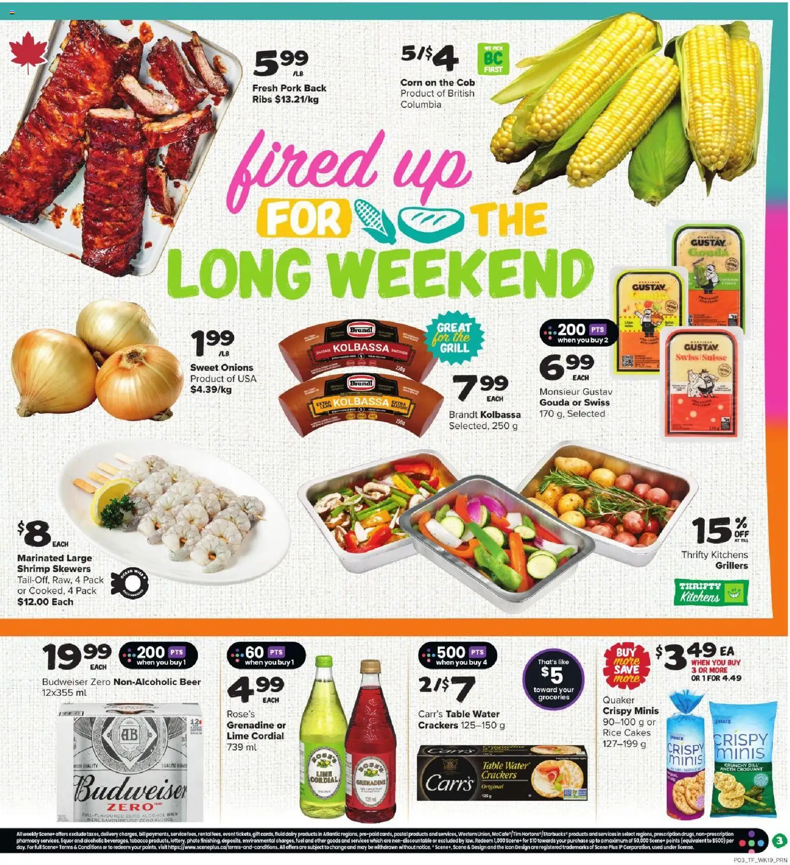 Thrifty Foods flyer valid from Sep 3, 2026 | Page: 4 | Products: Water, Crackers, Alcohol, Table