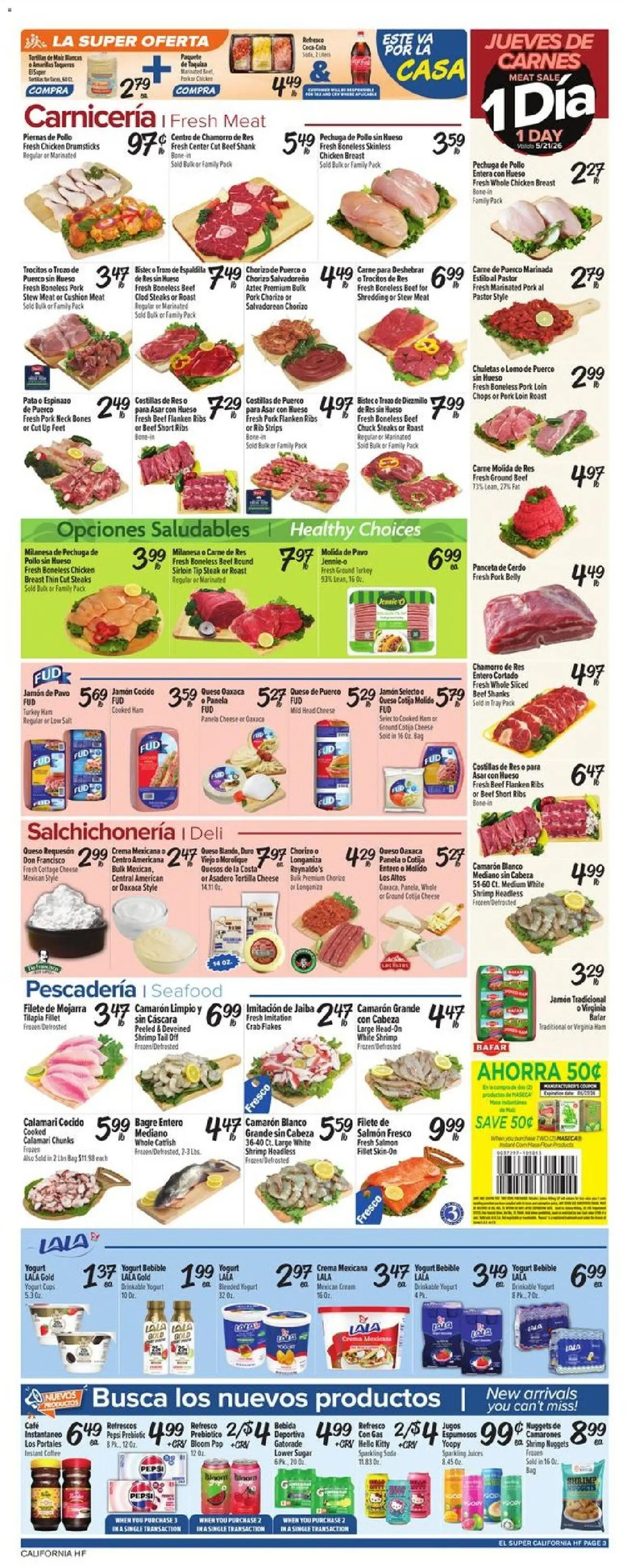El Super Weekly Ad - CA - valid from 20.05.2026 | Page: 3 | Products: Cottage cheese, Cushion, Sugar, Bag