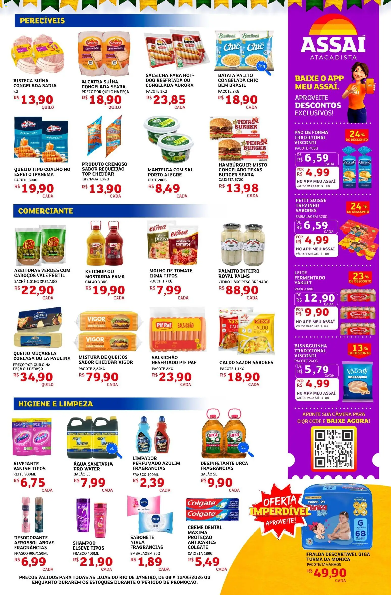 Assaí Atacadista Folheto - válido de 08.06.2026 | Página: 3 | Produtos: Salsicha, Queijo, Ketchup, Creme