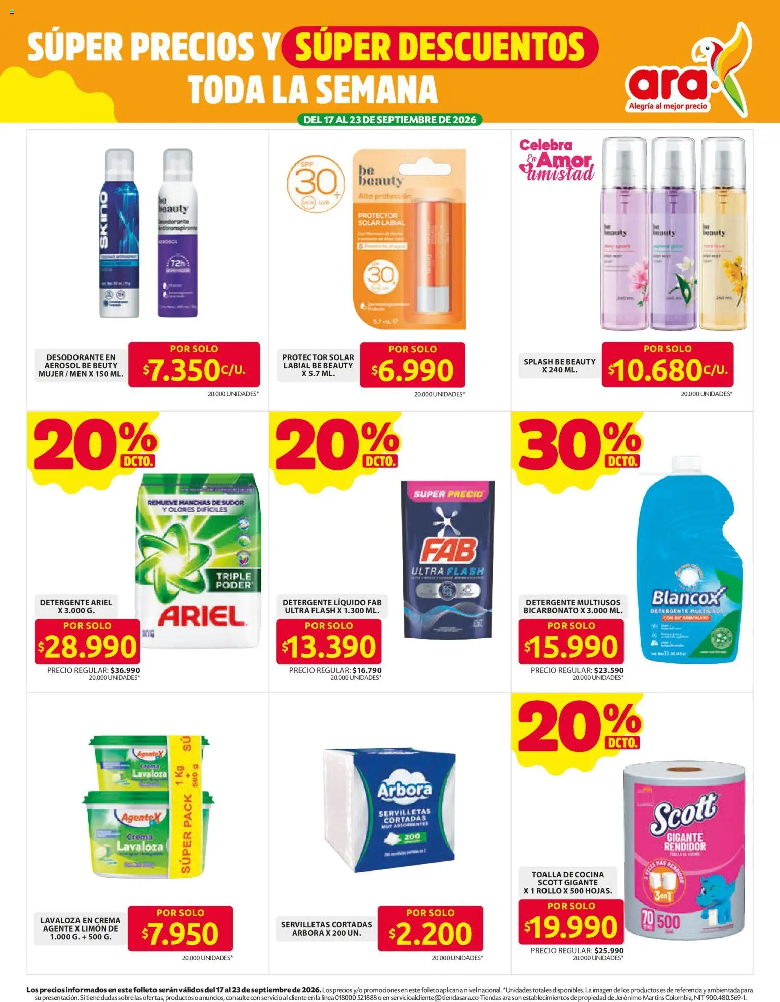 Ara revista - valida desde el 17/09/2026 | Página: 13 | Productos: Detergente líquido, Cocina, Limón, Toalla