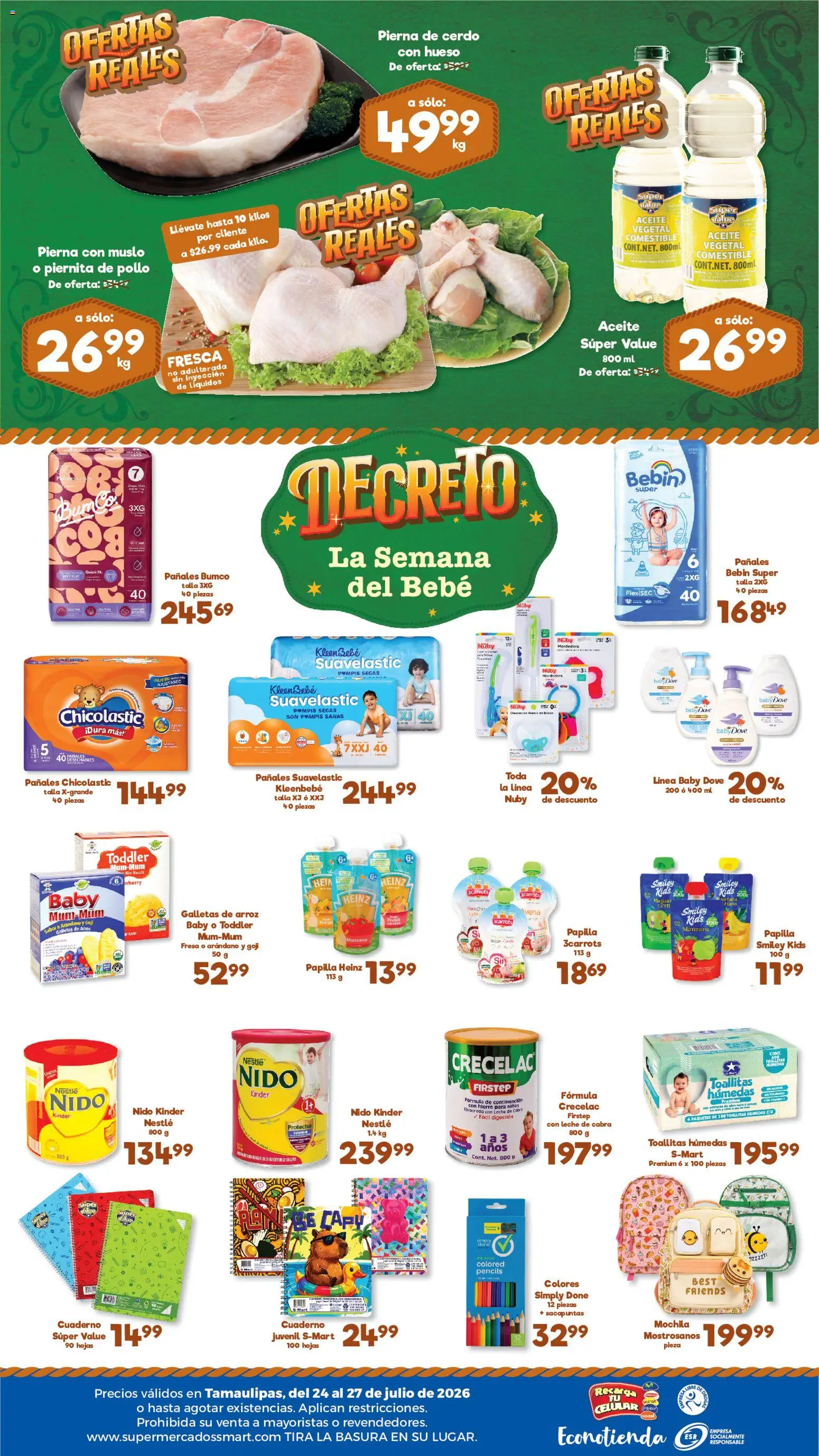 Nuevas ofertas de S-Mart válidas en toda la República Mexicana desde el 24/07/2026. ¡Encuentra las mejores ofertas en S-Mart folleto Ofertas de feria Reynosa! | Página: 2 | Productos: Fresa, Pera, Sacapuntas, Cerdo