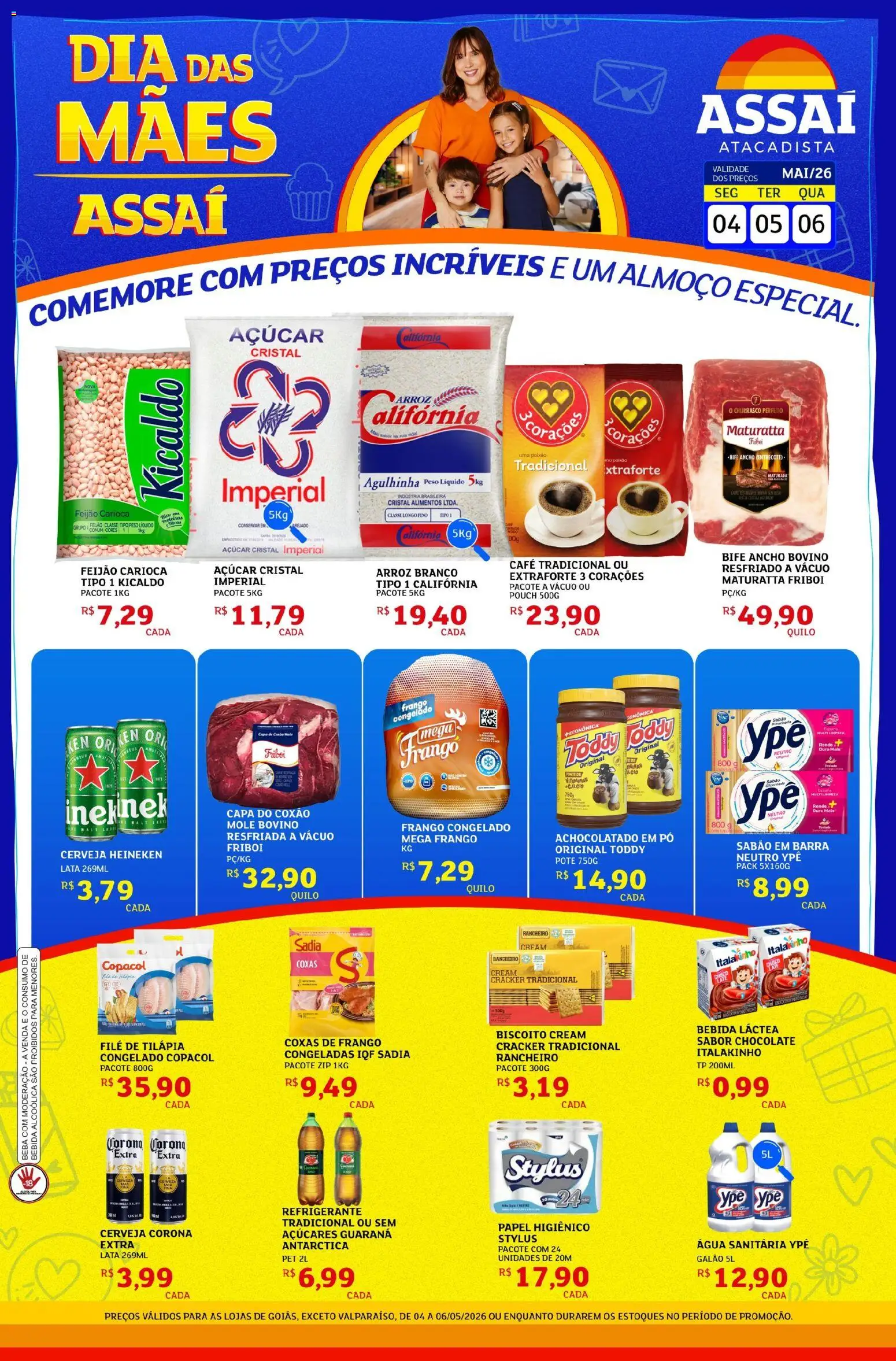 Assaí Atacadista Folheto - válido de 04.05.2026 | Página: 1 | Produtos: Arroz, Refrigerante, Frango, Filé de tilápia