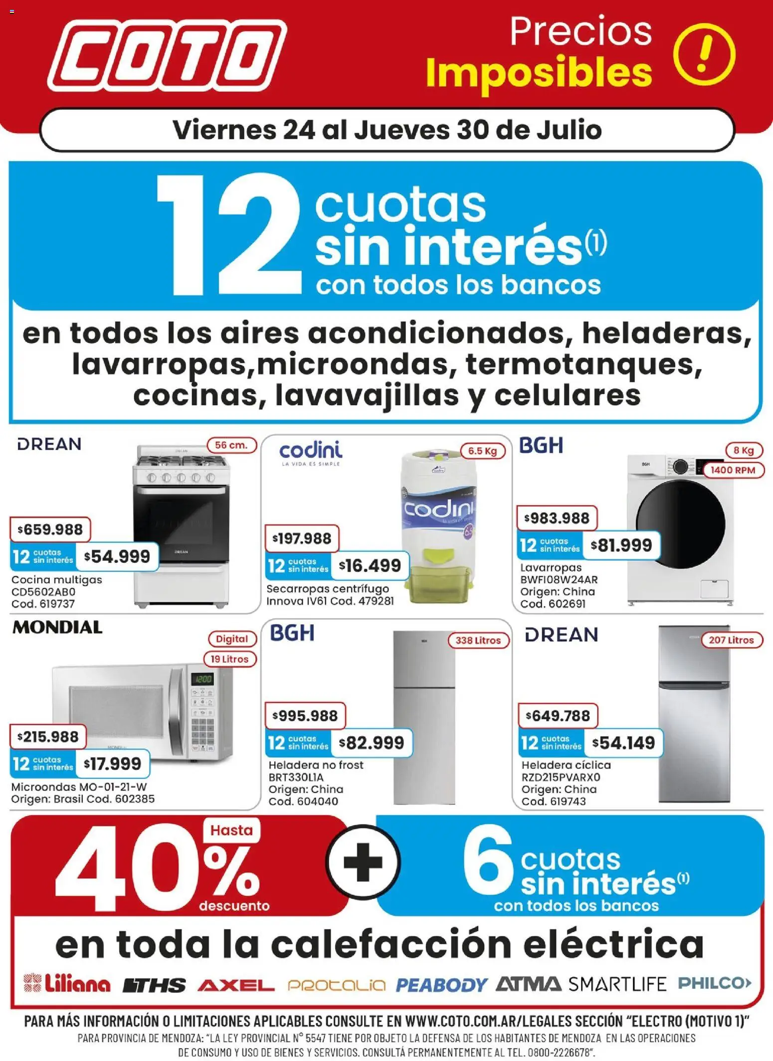 Coto - Electro Motivo │ válido desde el 24/07/2026 | Página: 1 | Productos: Cocina, Lavavajillas, Lavarropas, Microondas