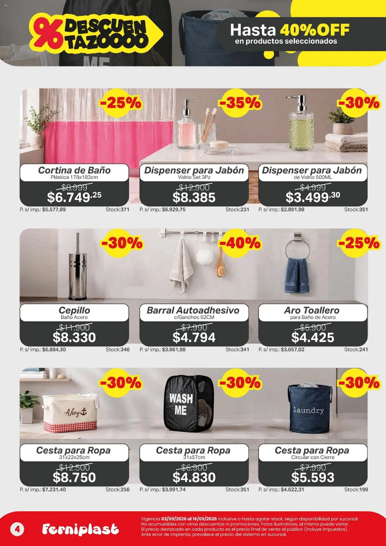 Ferniplast catálogo │ válido desde el 03/09/2026 | Página: 4 | Productos: Baño, Cepillo, Jabón, Ropa