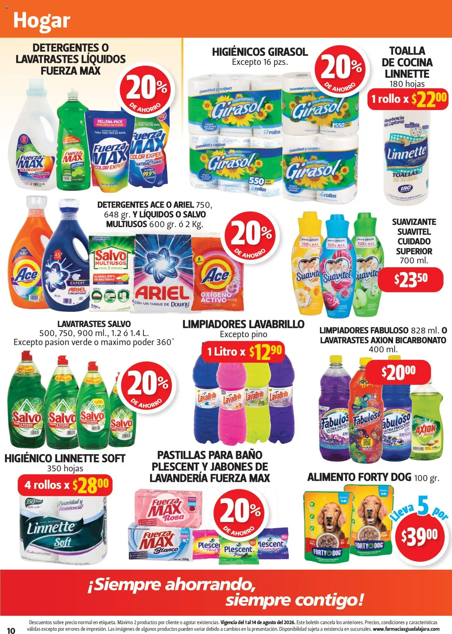Nuevas ofertas de Farmacia Guadalajara válidas en toda la República Mexicana desde el 01/08/2026. ¡Encuentra las mejores ofertas en Farmacia Guadalajara catálogo! | Página: 10 | Productos: Limón, Suavizante, Toalla, Ropa