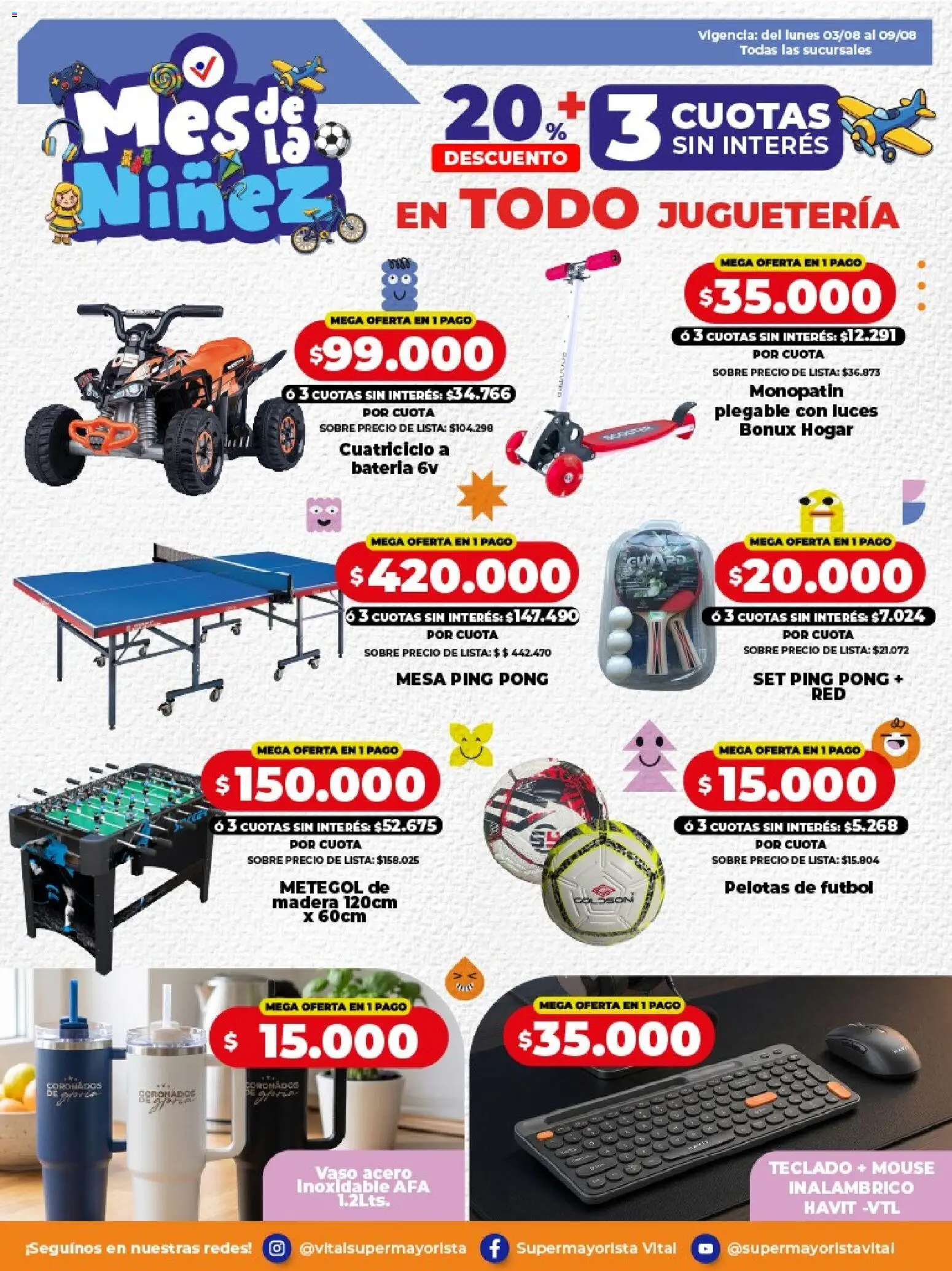 Vital - Especial de la niñez │ válido desde el 03/08/2026 | Página: 5 | Productos: Monopatin, Sobre, Mesa, Mouse